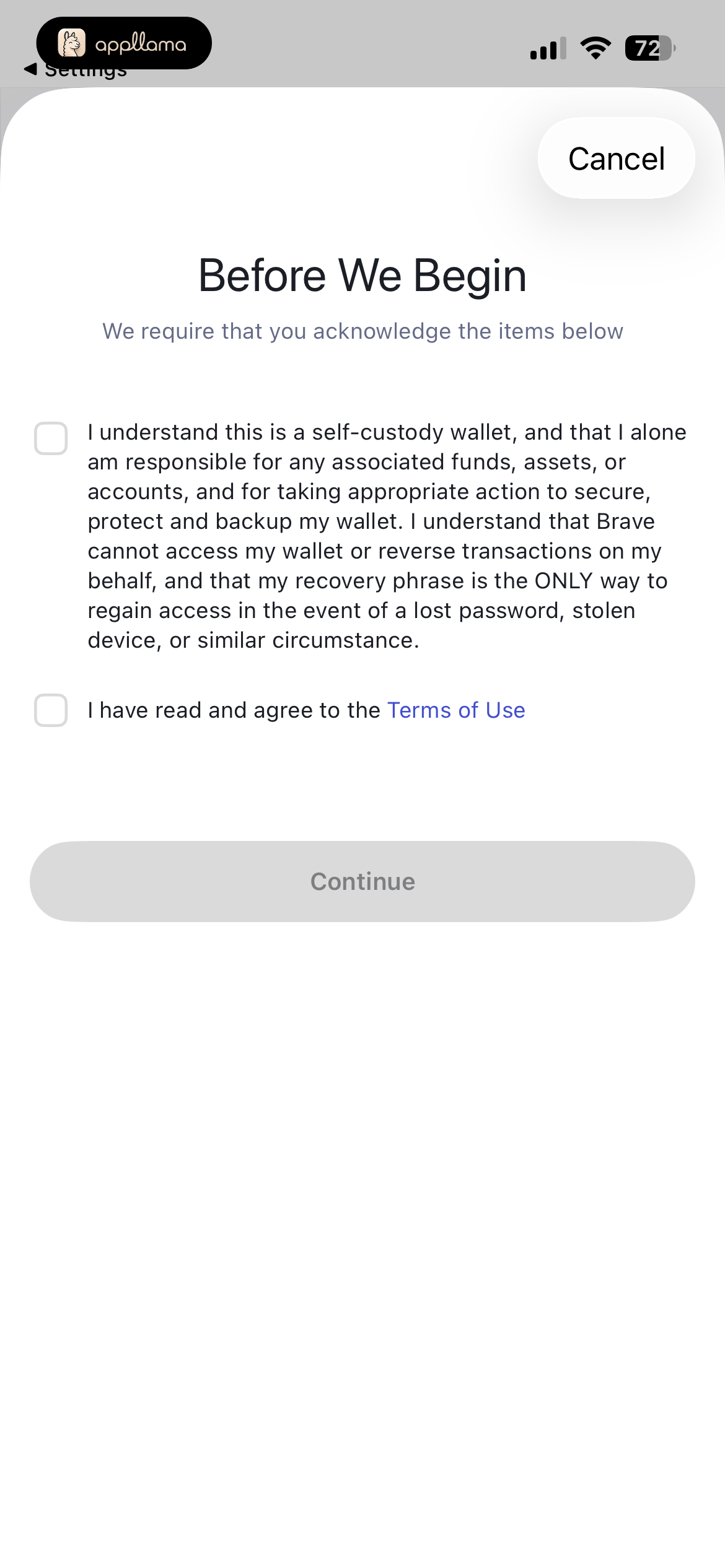 Wallet Terms