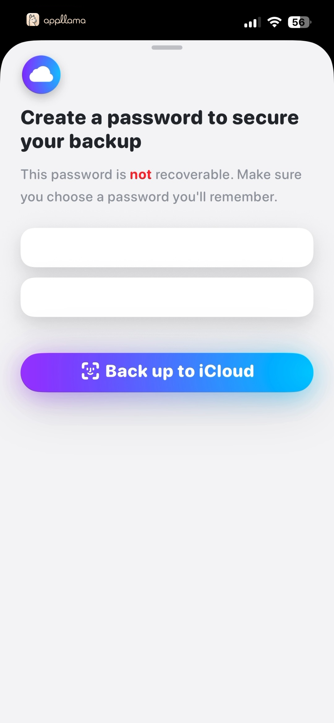 Cloud Backup Password
