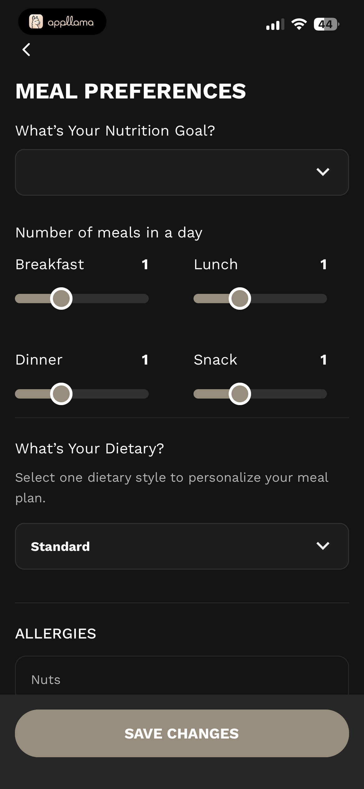 Meal Preferences