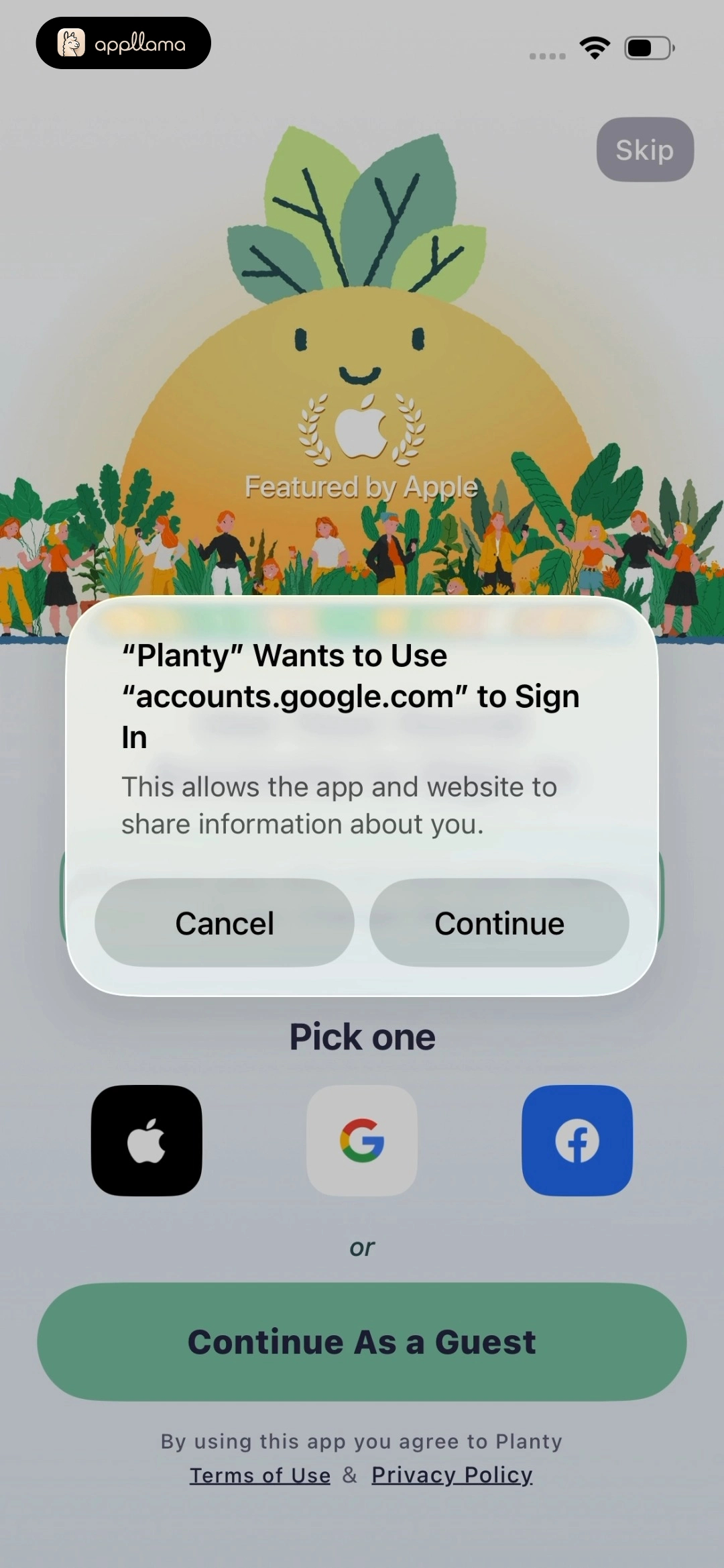 Google Sign-In Permission