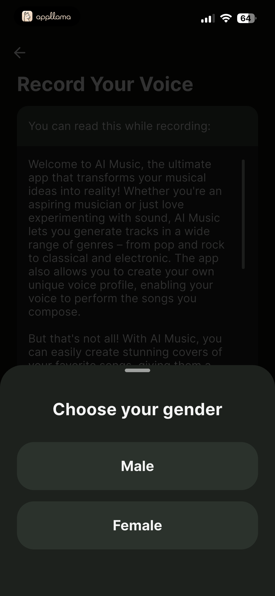 Voice Gender Selection