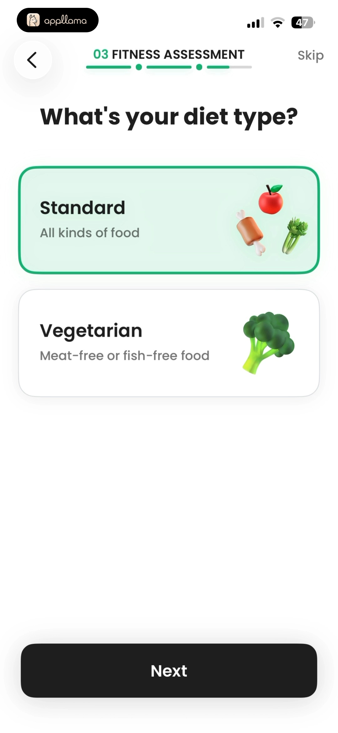 Diet Type Selection