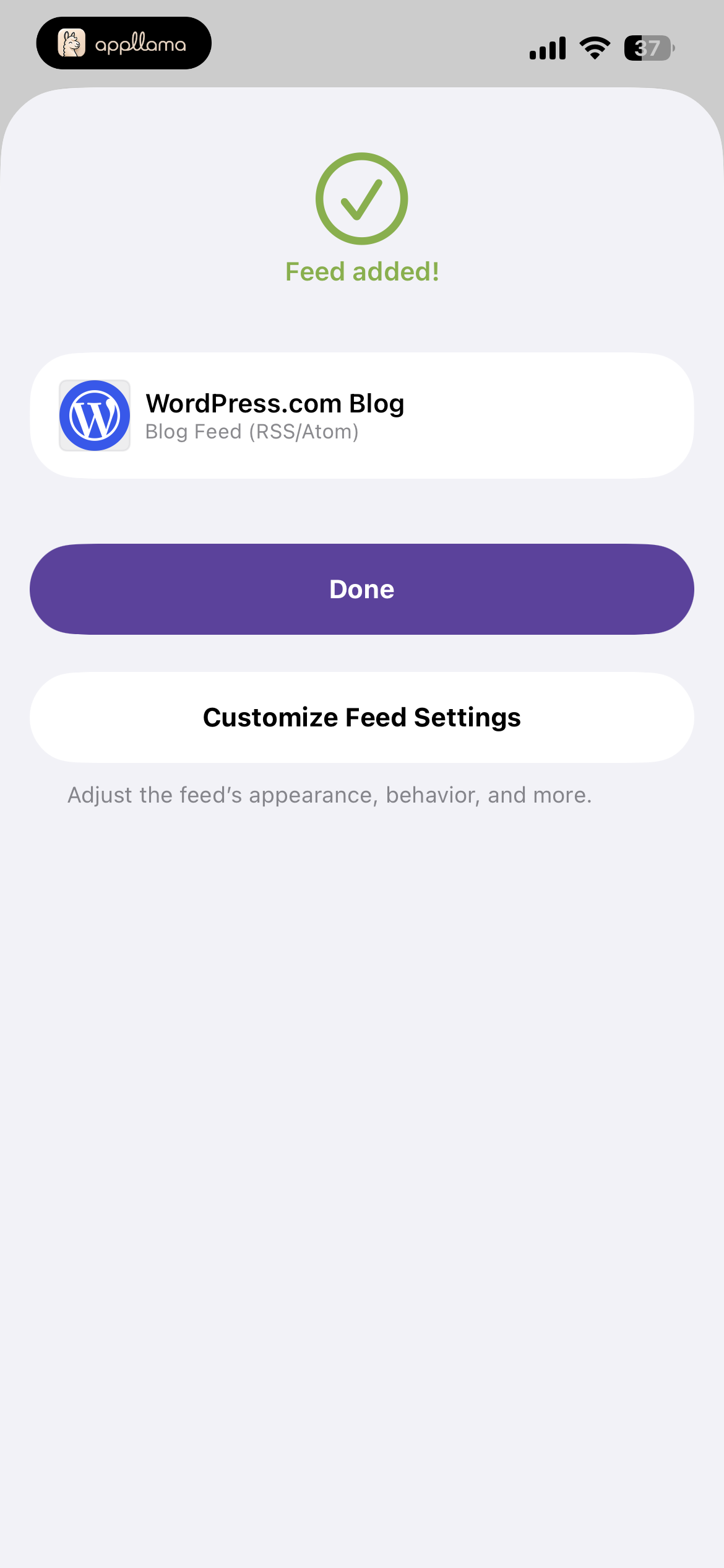 Feed Added
