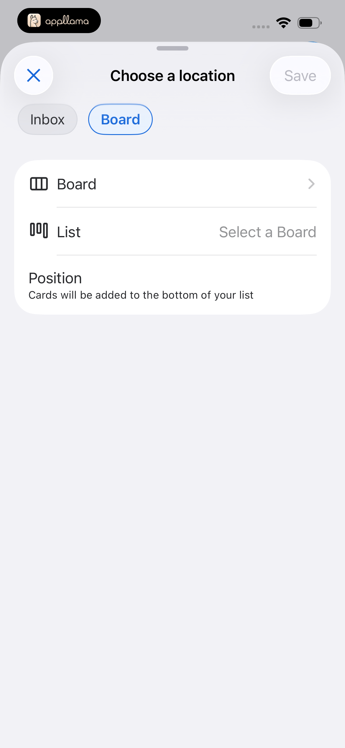 Choose Card Location