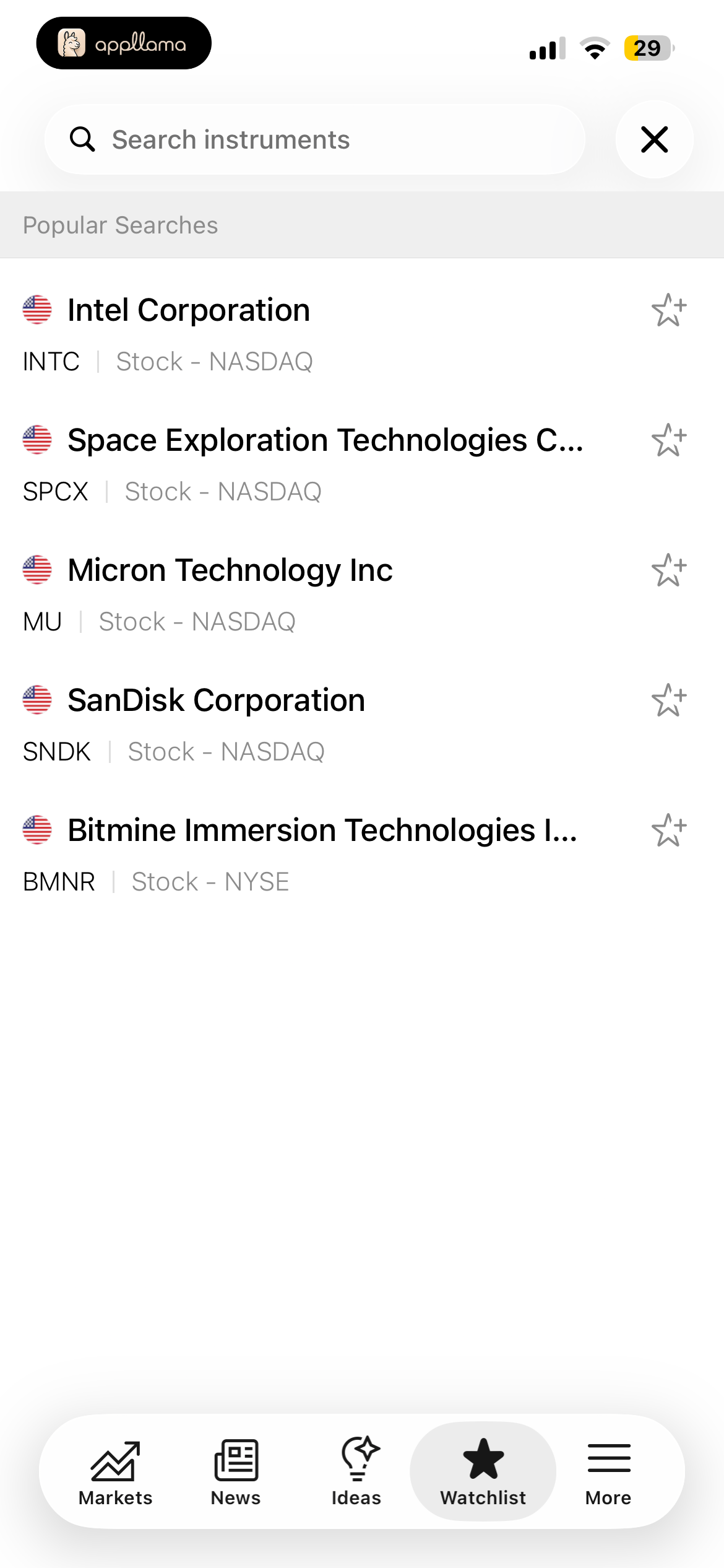 Add Stocks to Watchlist