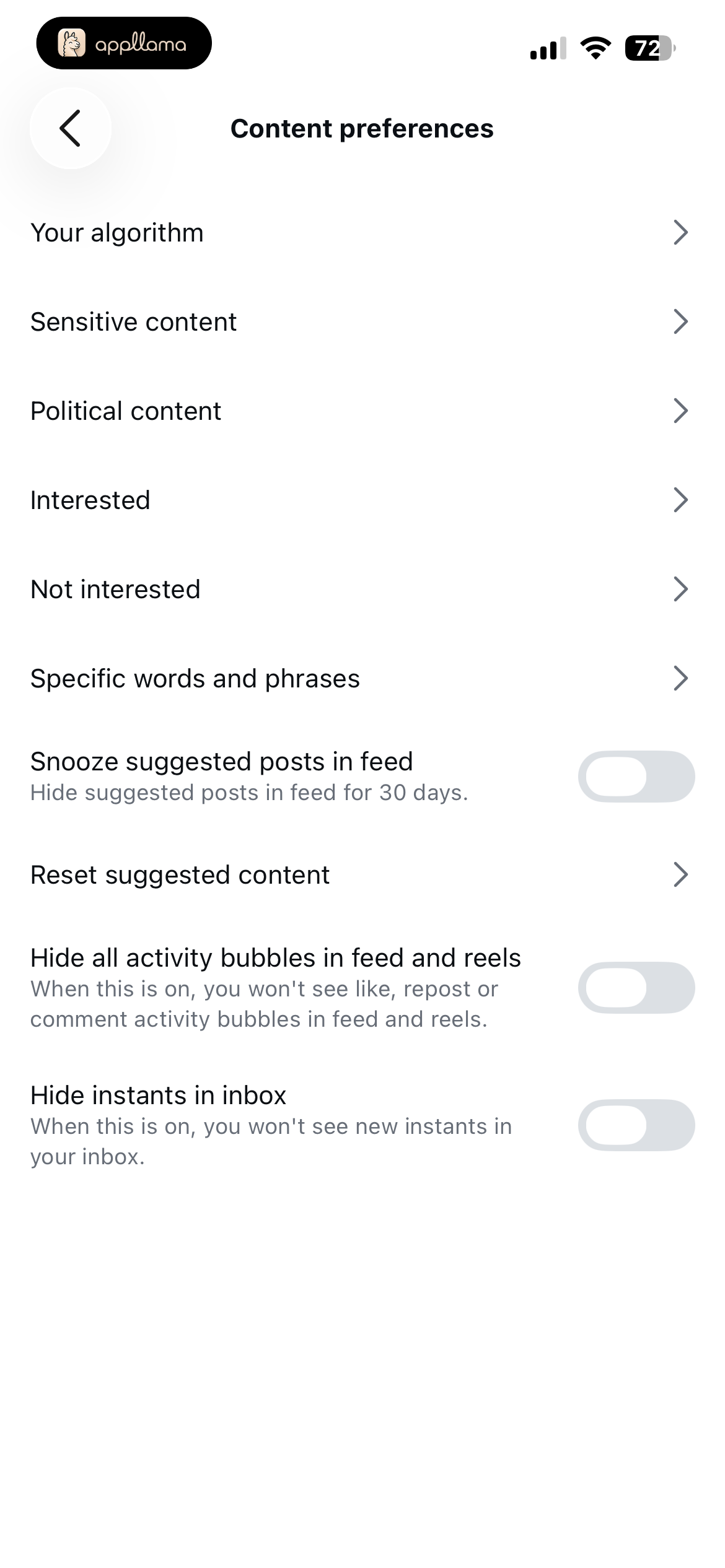 Content Preferences