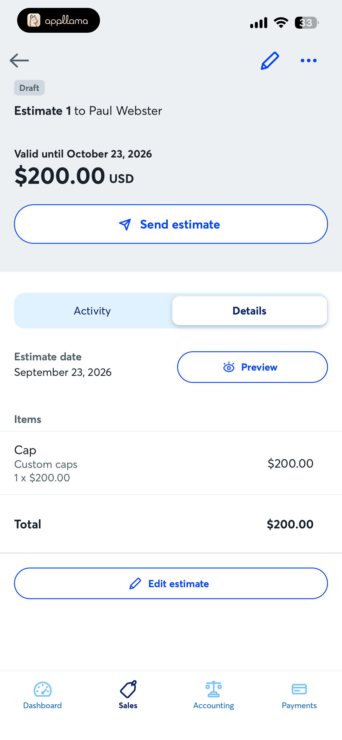 Estimate Details