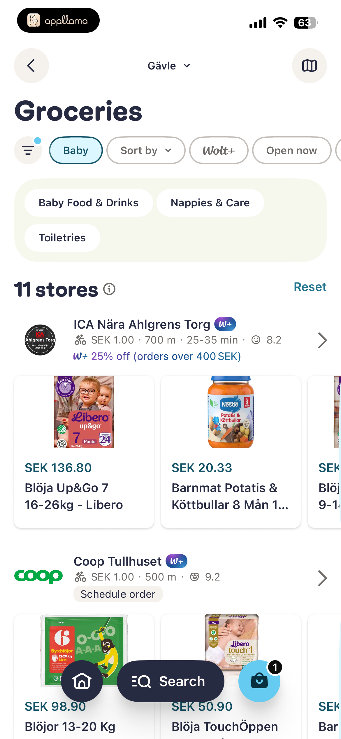 Filtered Grocery Results