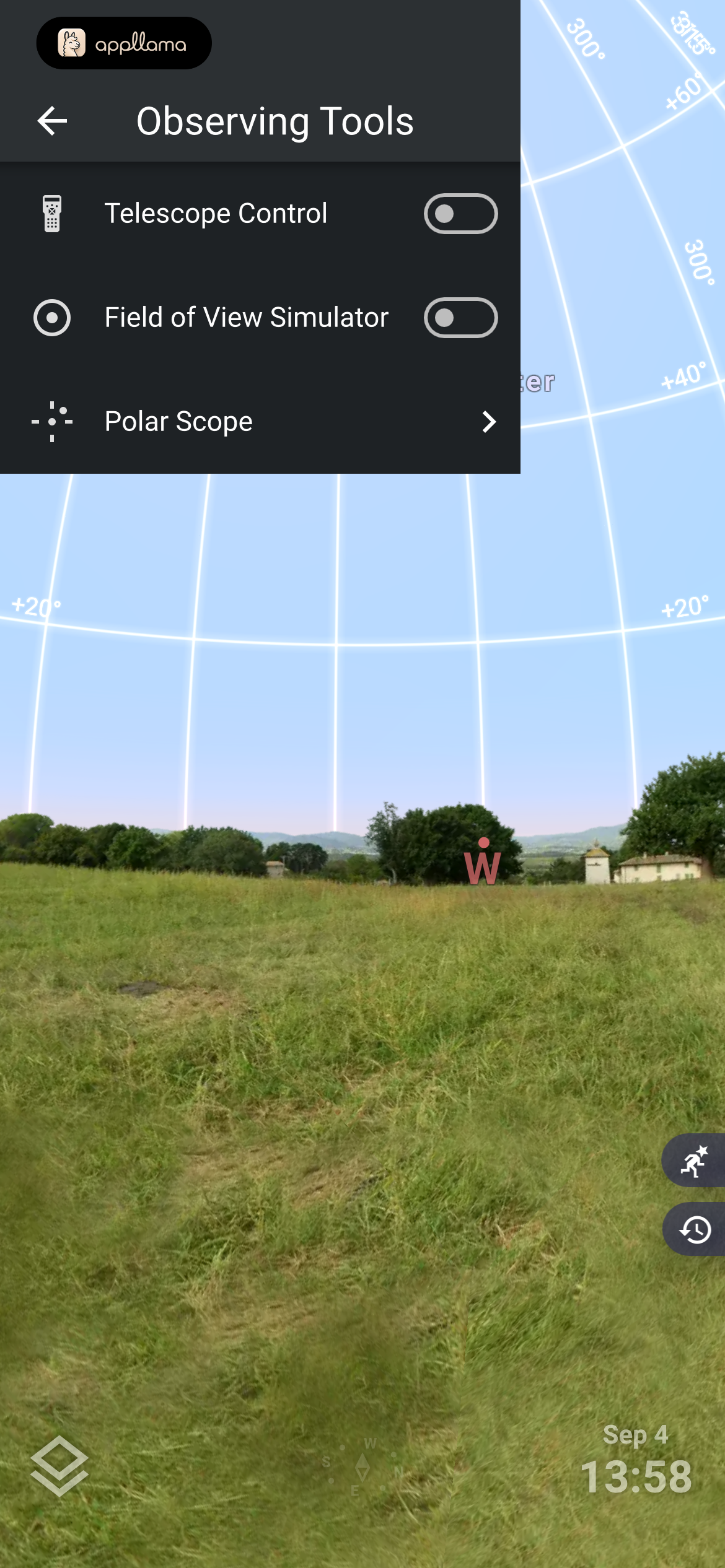 Observing Tools Menu