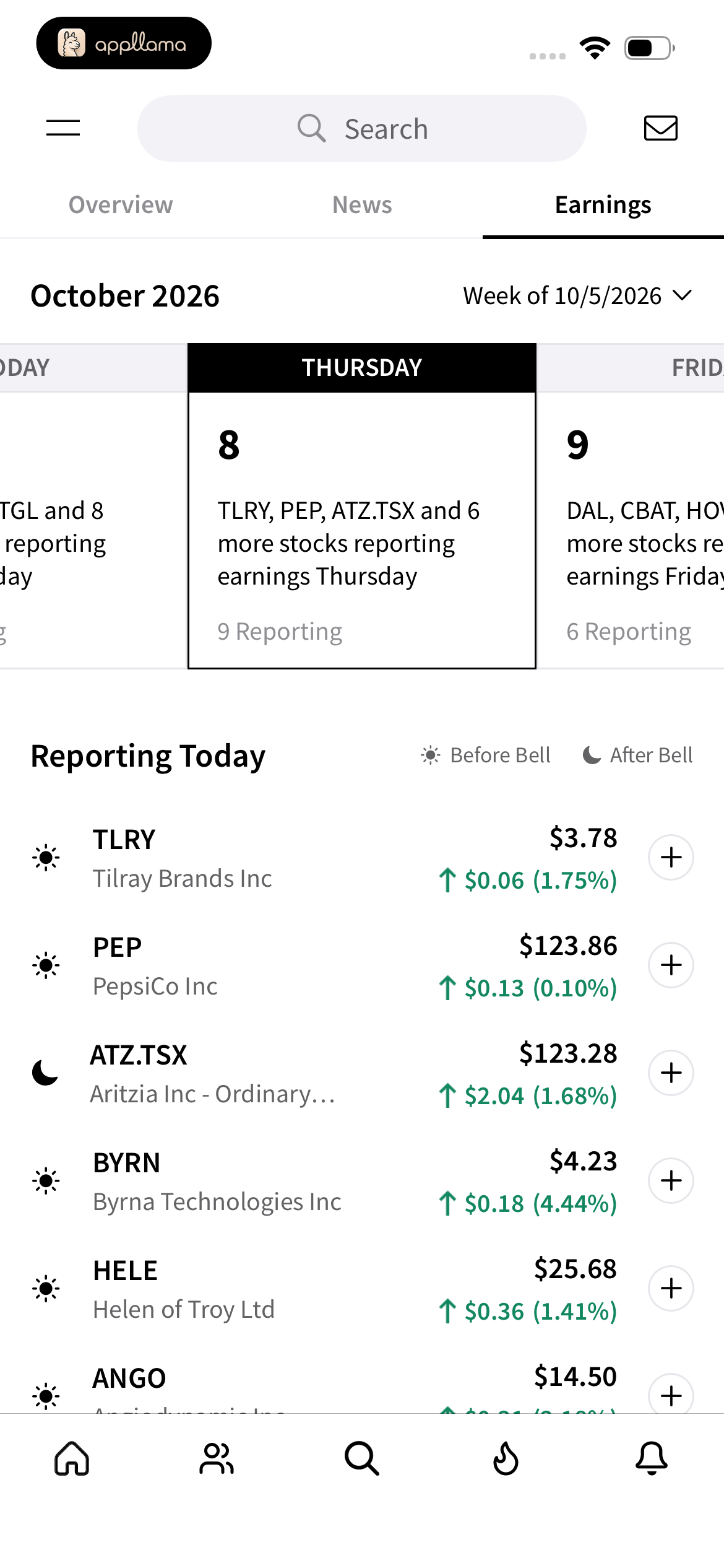 Earnings Calendar
