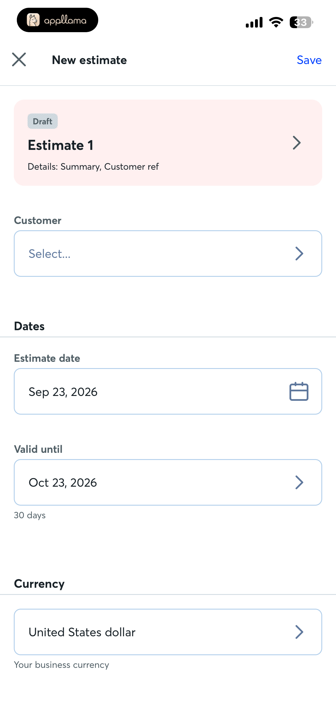 New Estimate Details