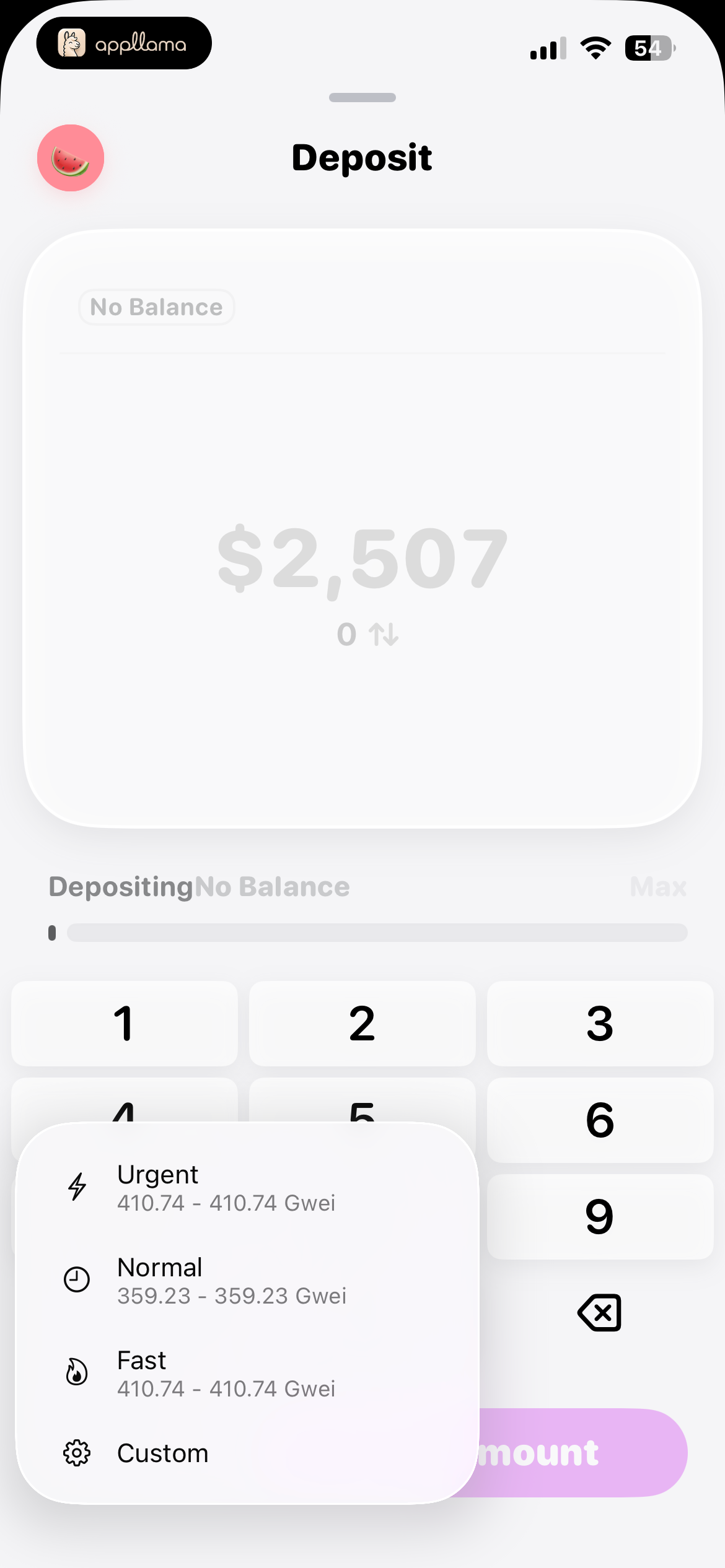 Deposit Speed Selection