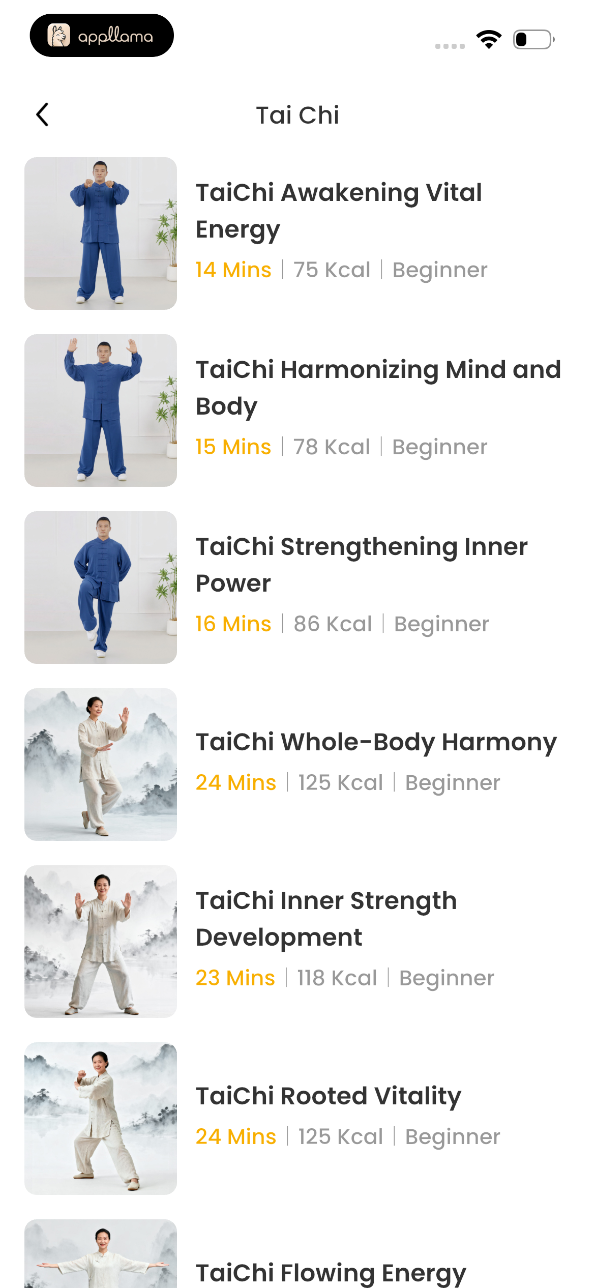 Tai Chi Exercise List