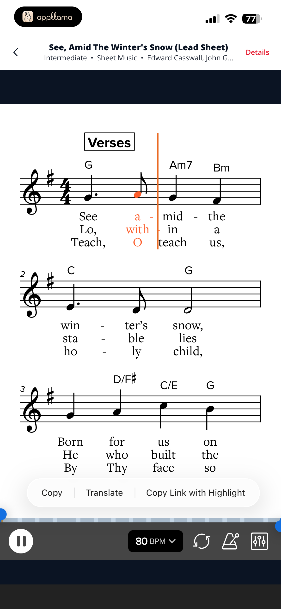 Sheet Music Player