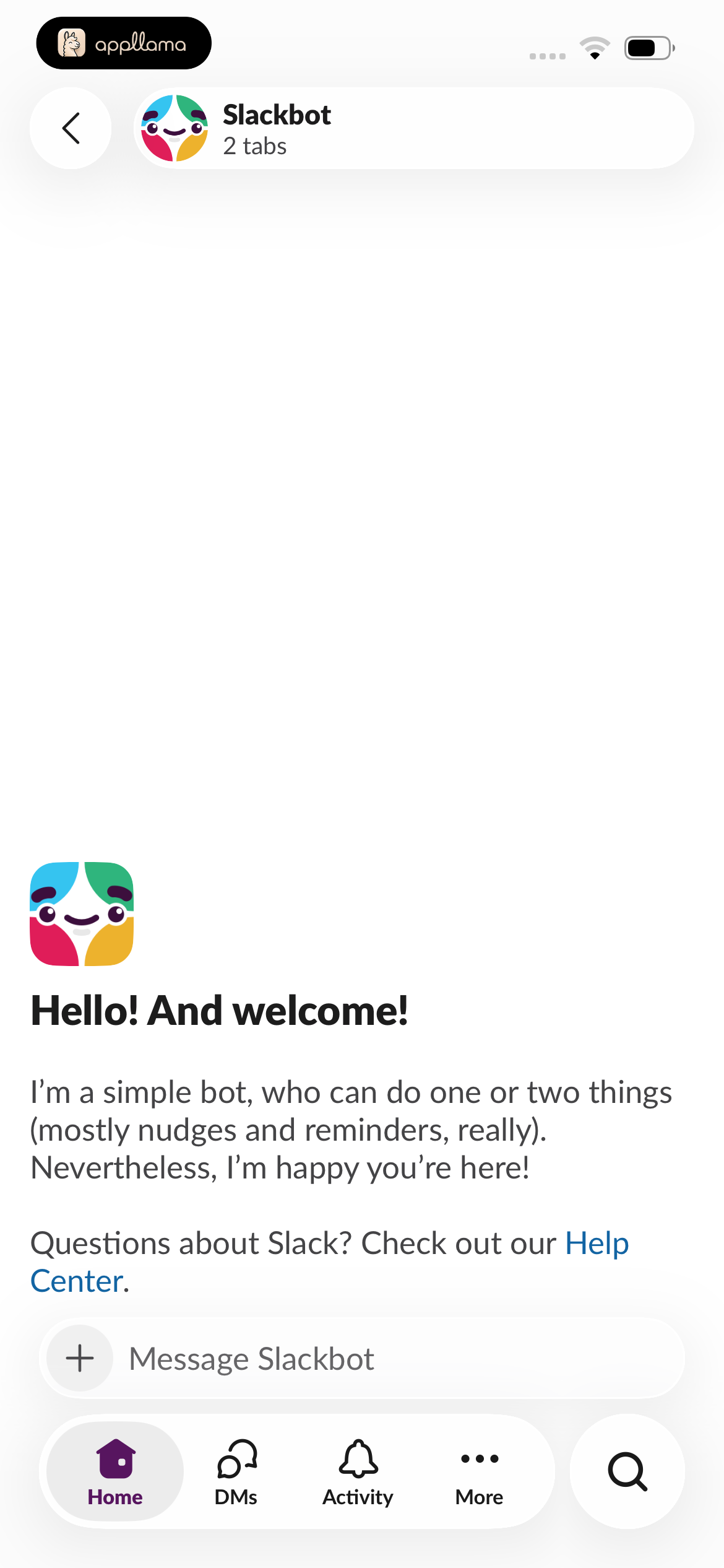 Slackbot DM Intro