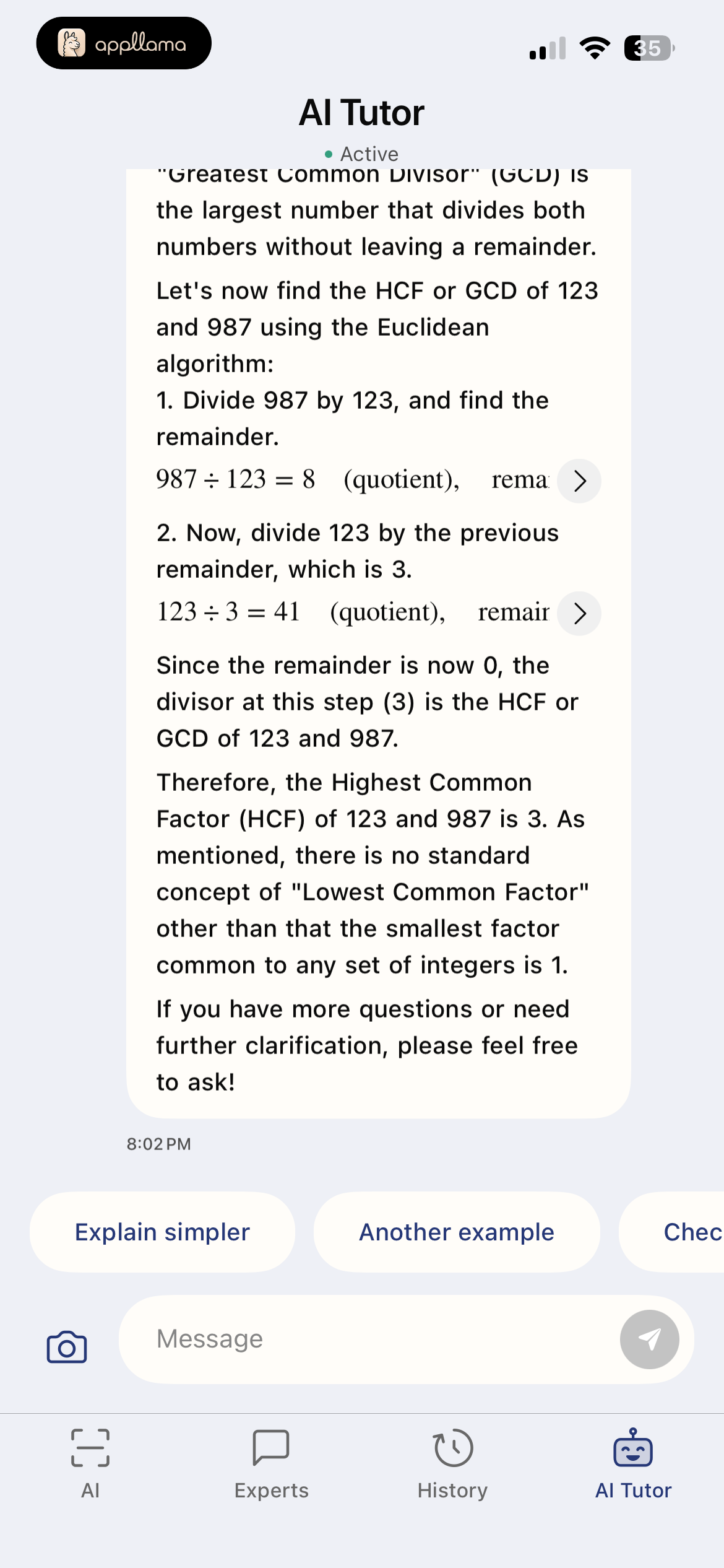 AI Tutor Conversation