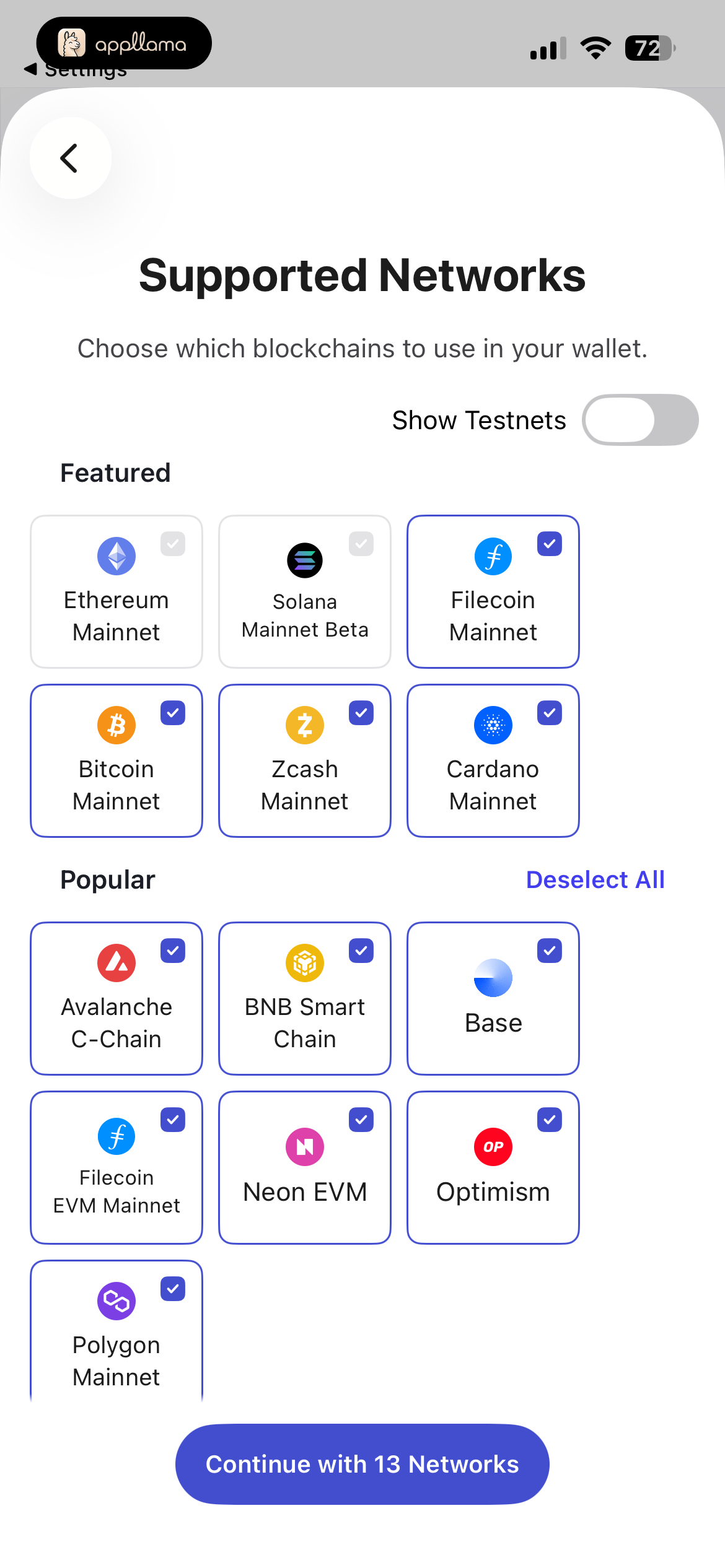 Supported Networks