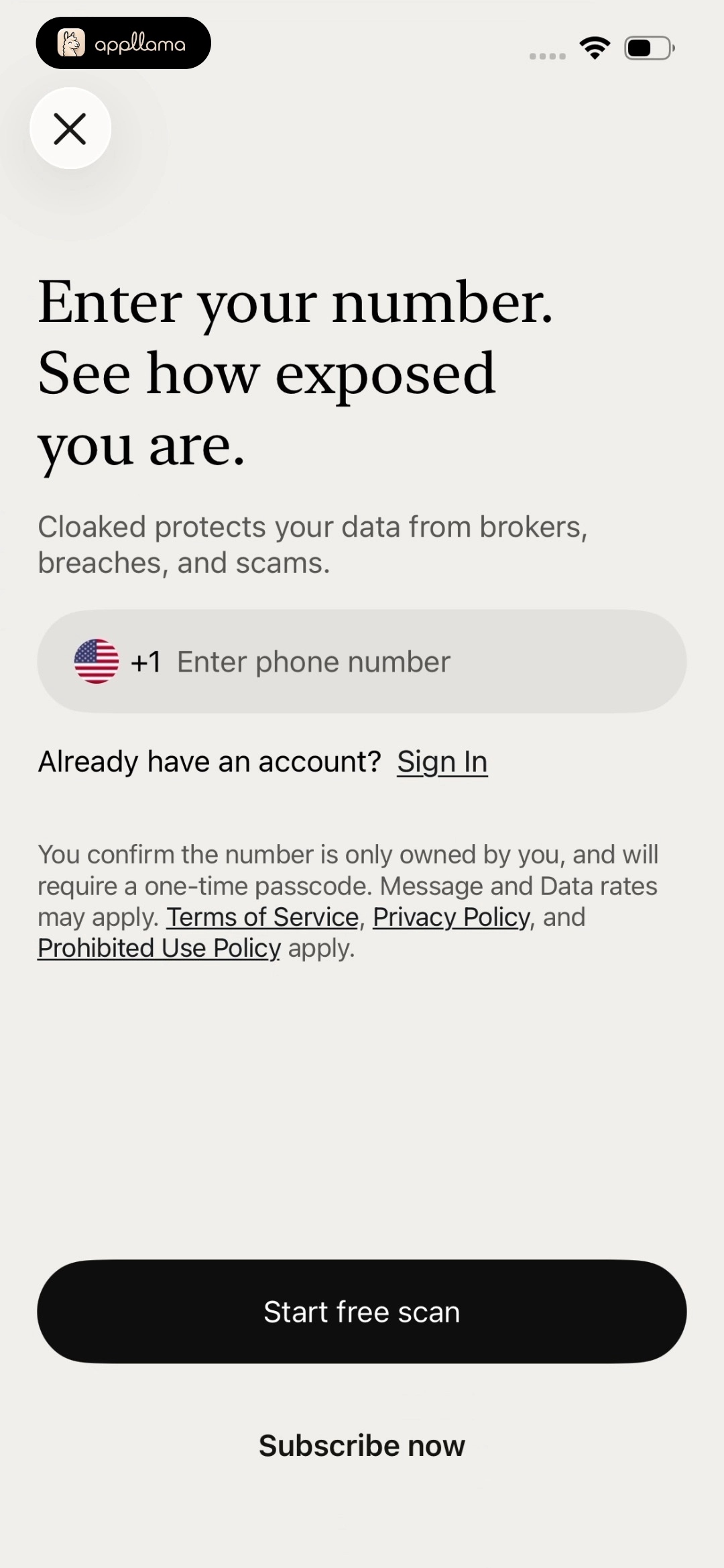 Phone Number Entry