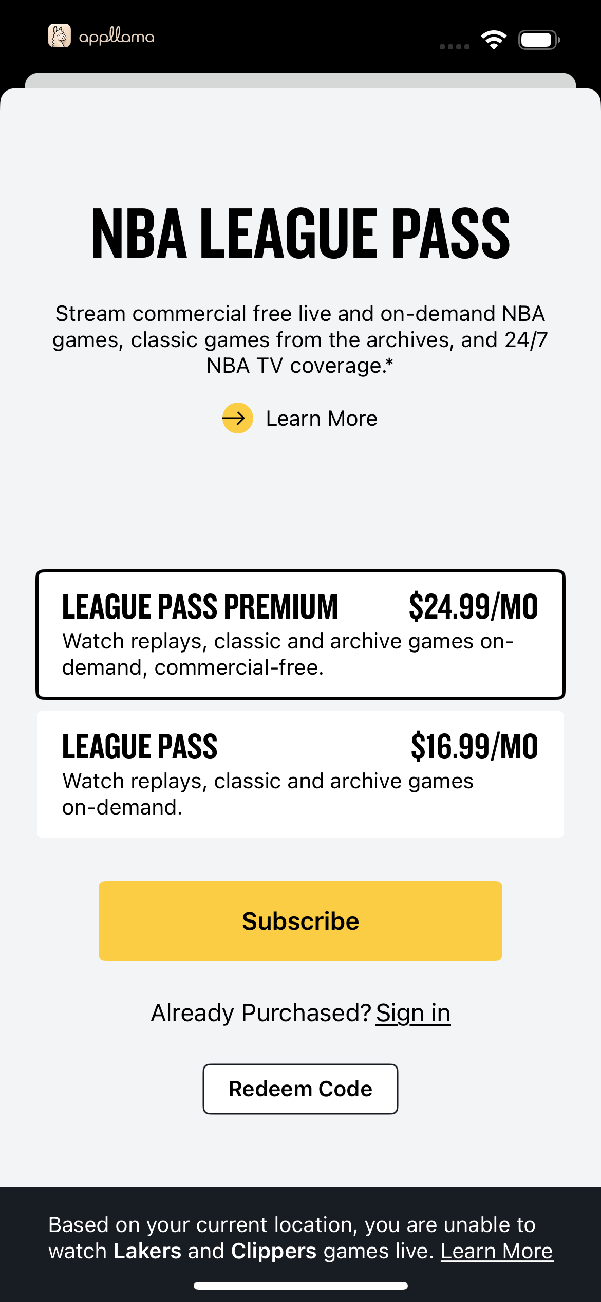 League Pass Plans