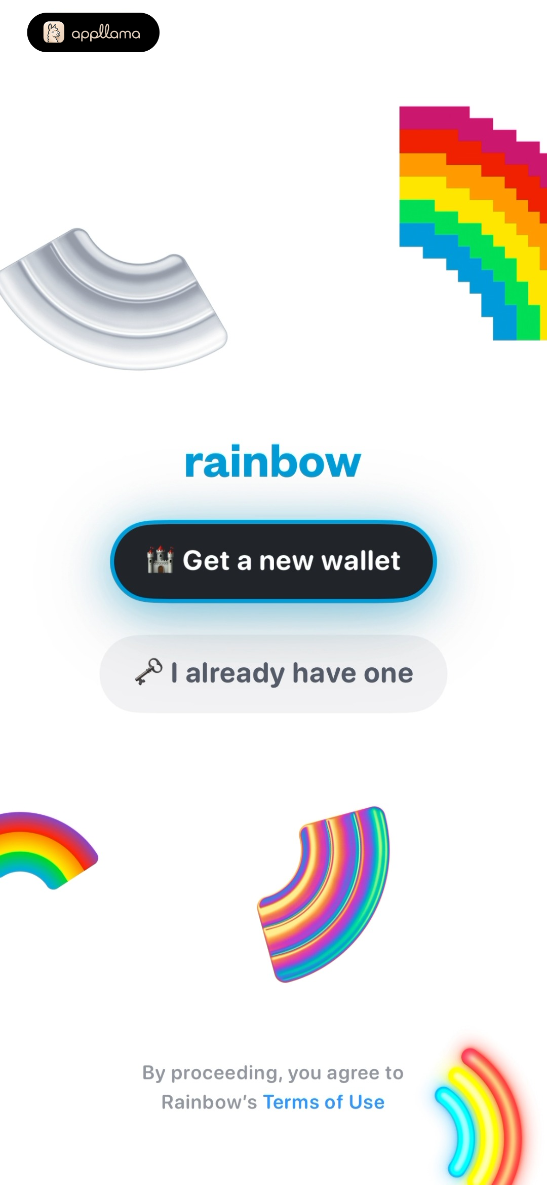 Rainbow - Ethereum Wallet home screen