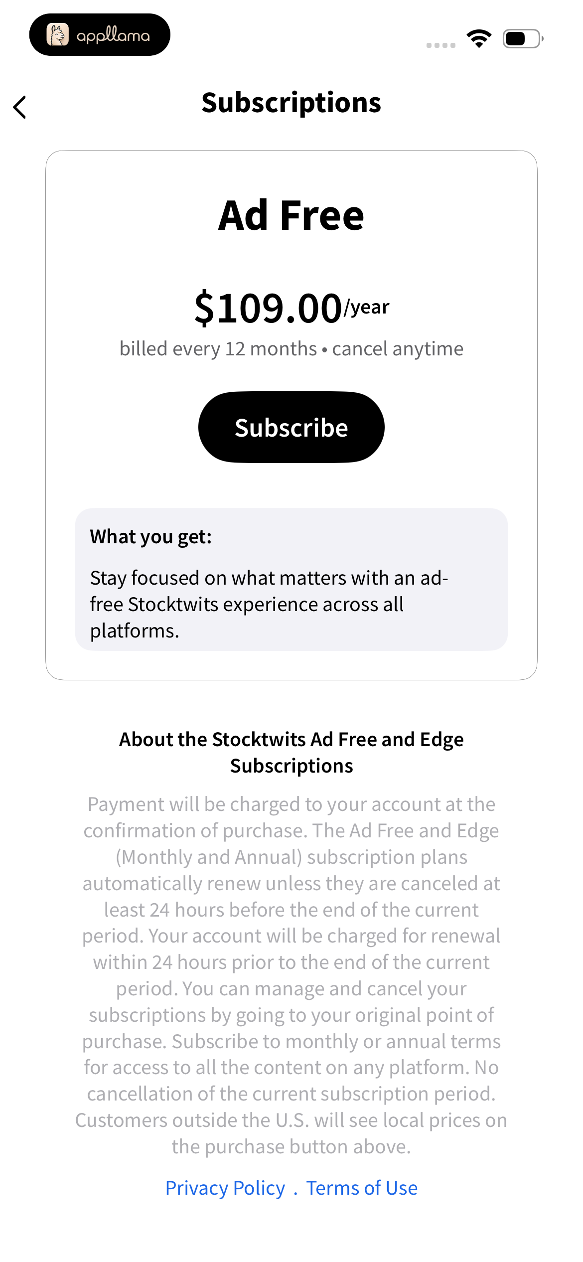 Ad Free Annual Subscription
