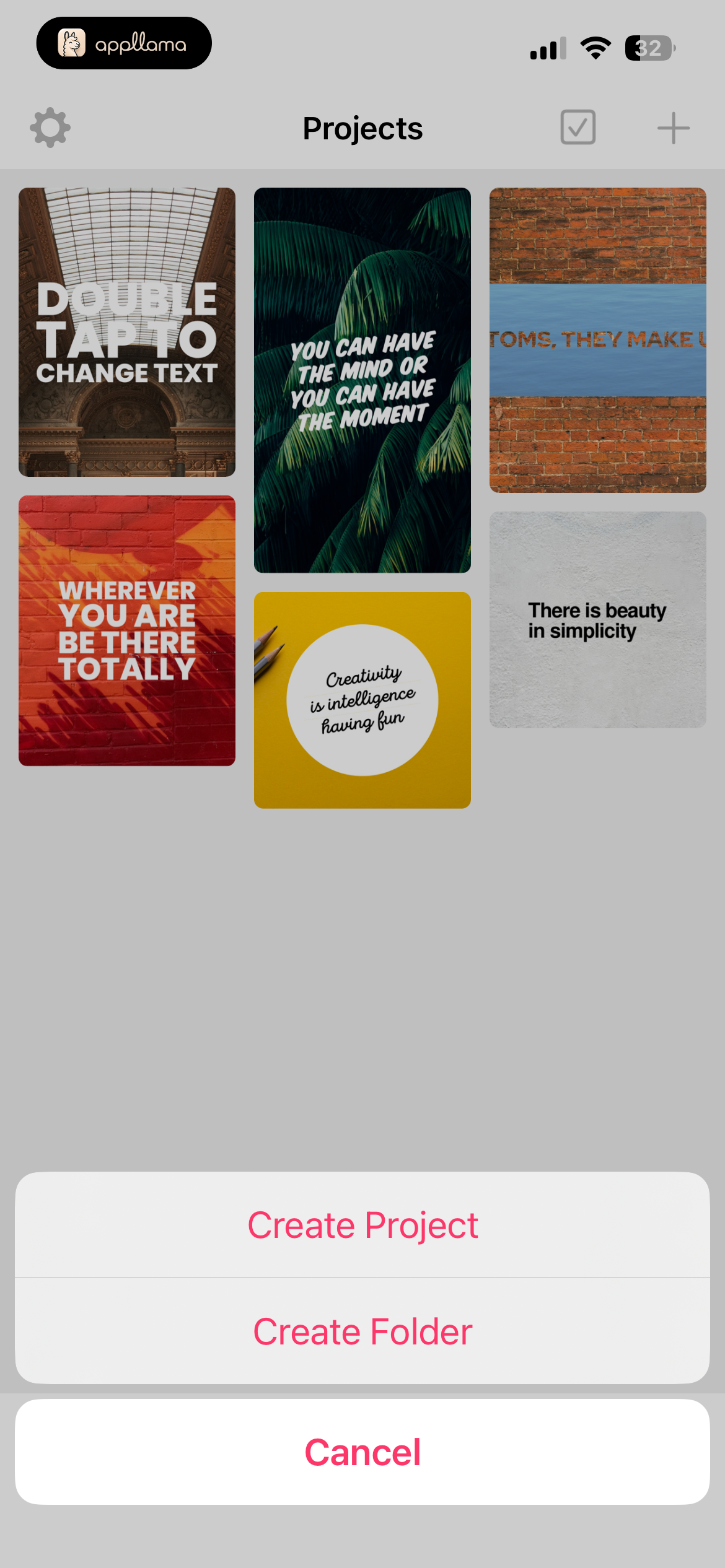 Create Project Menu