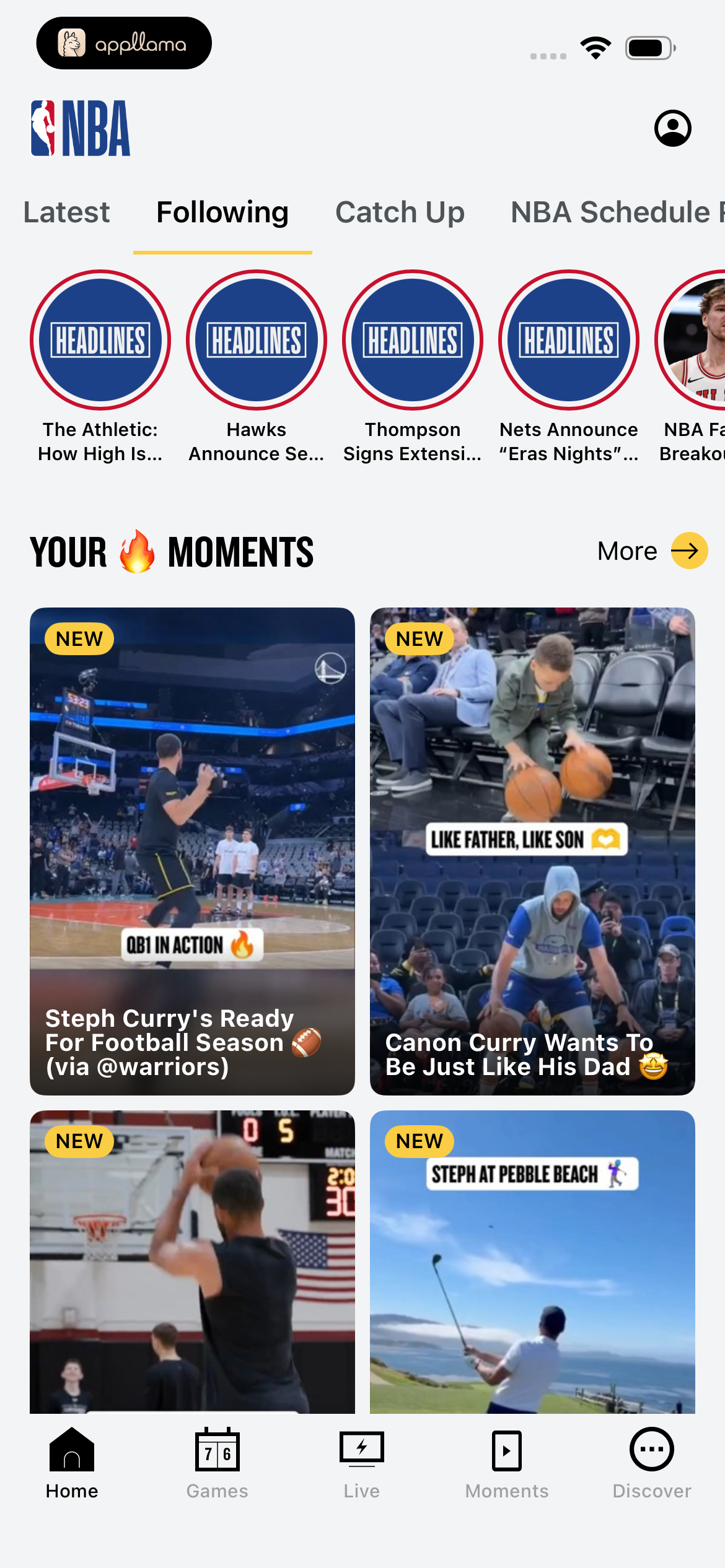 Moments Home Feed