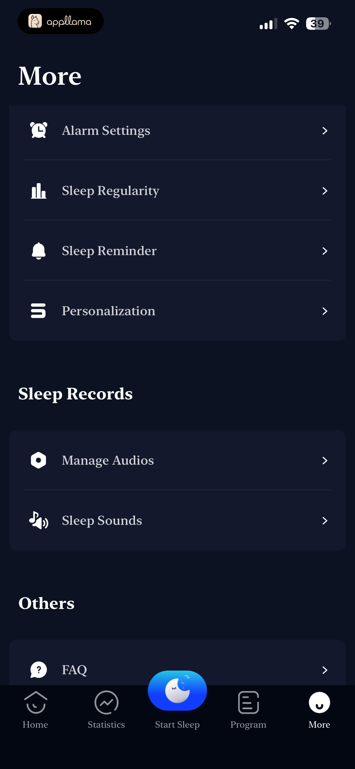 More Settings List