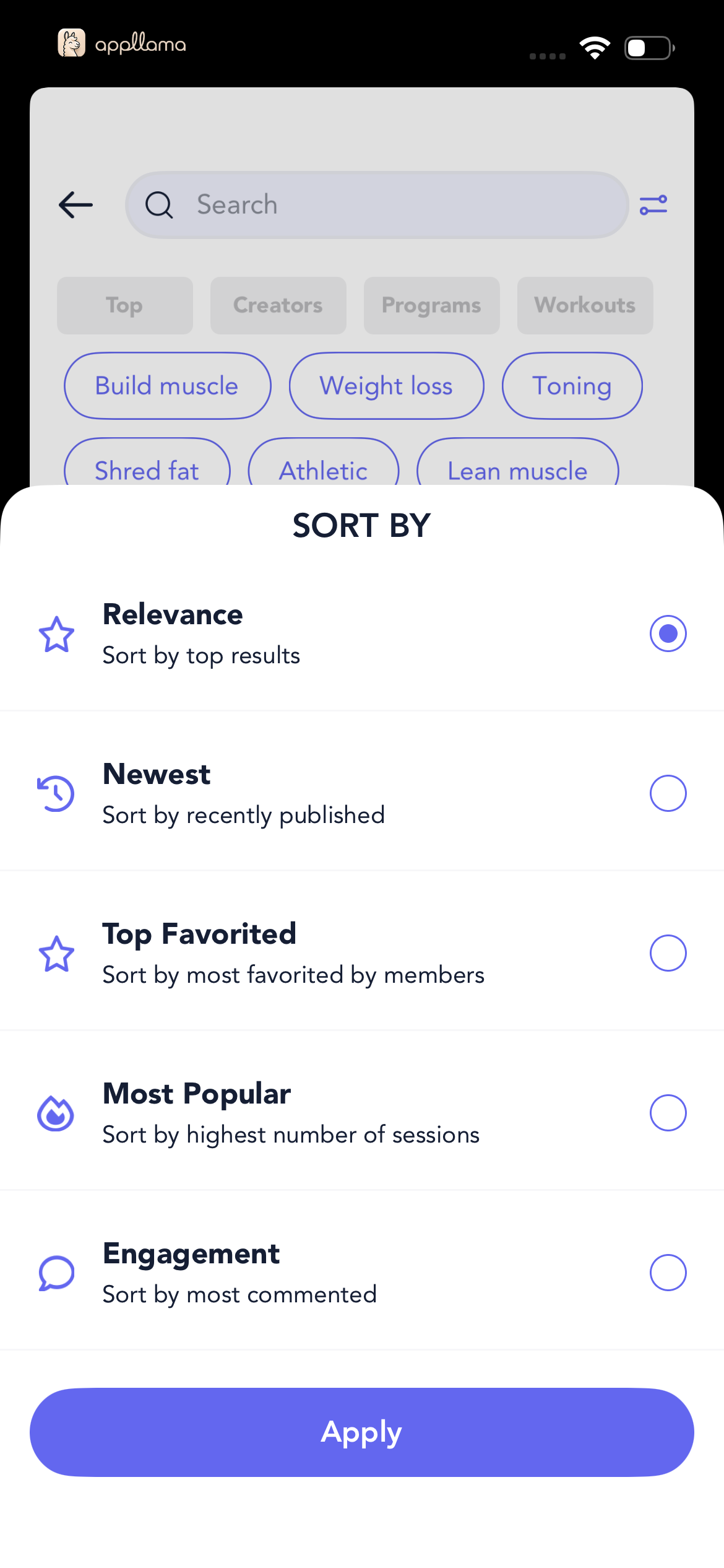 Sort Options