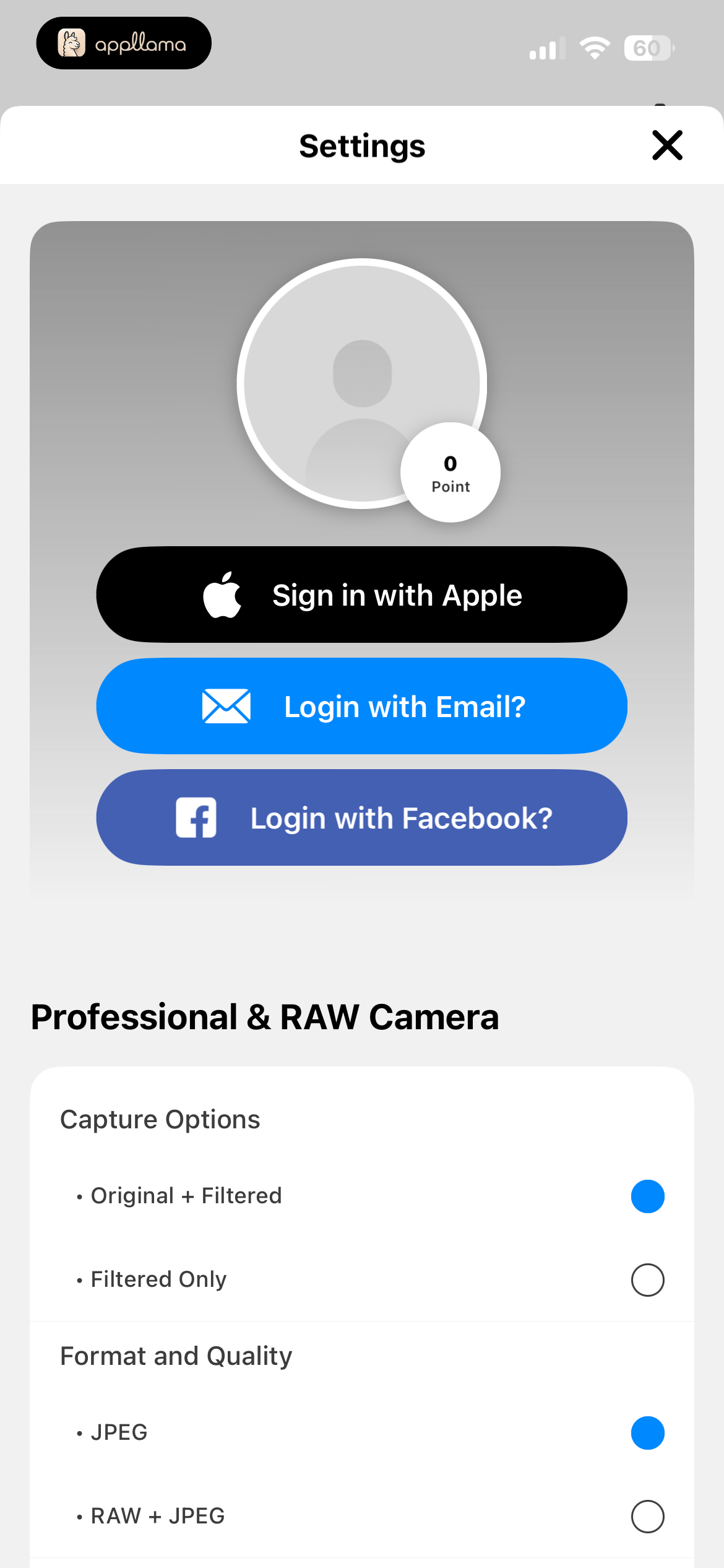 Settings Account