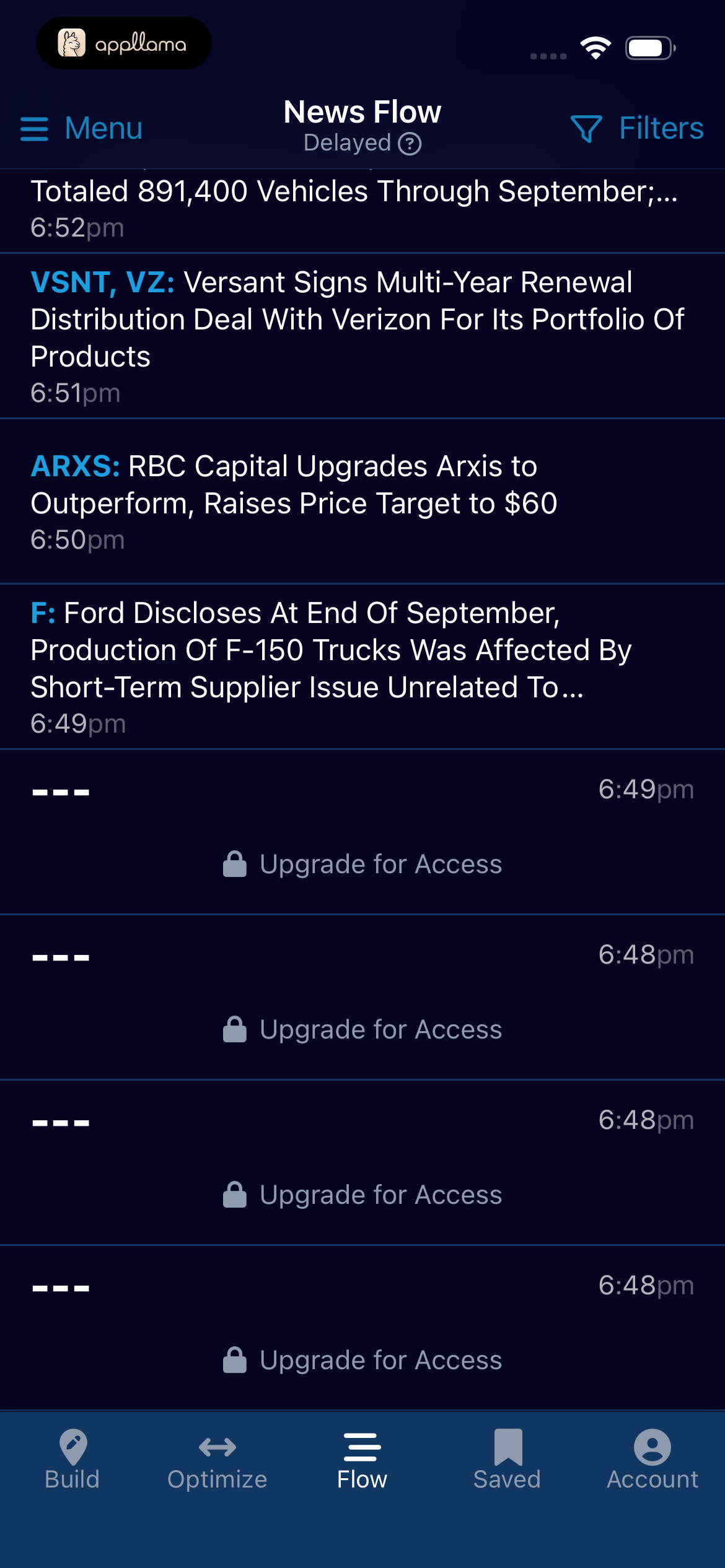 News Flow Locked Feed
