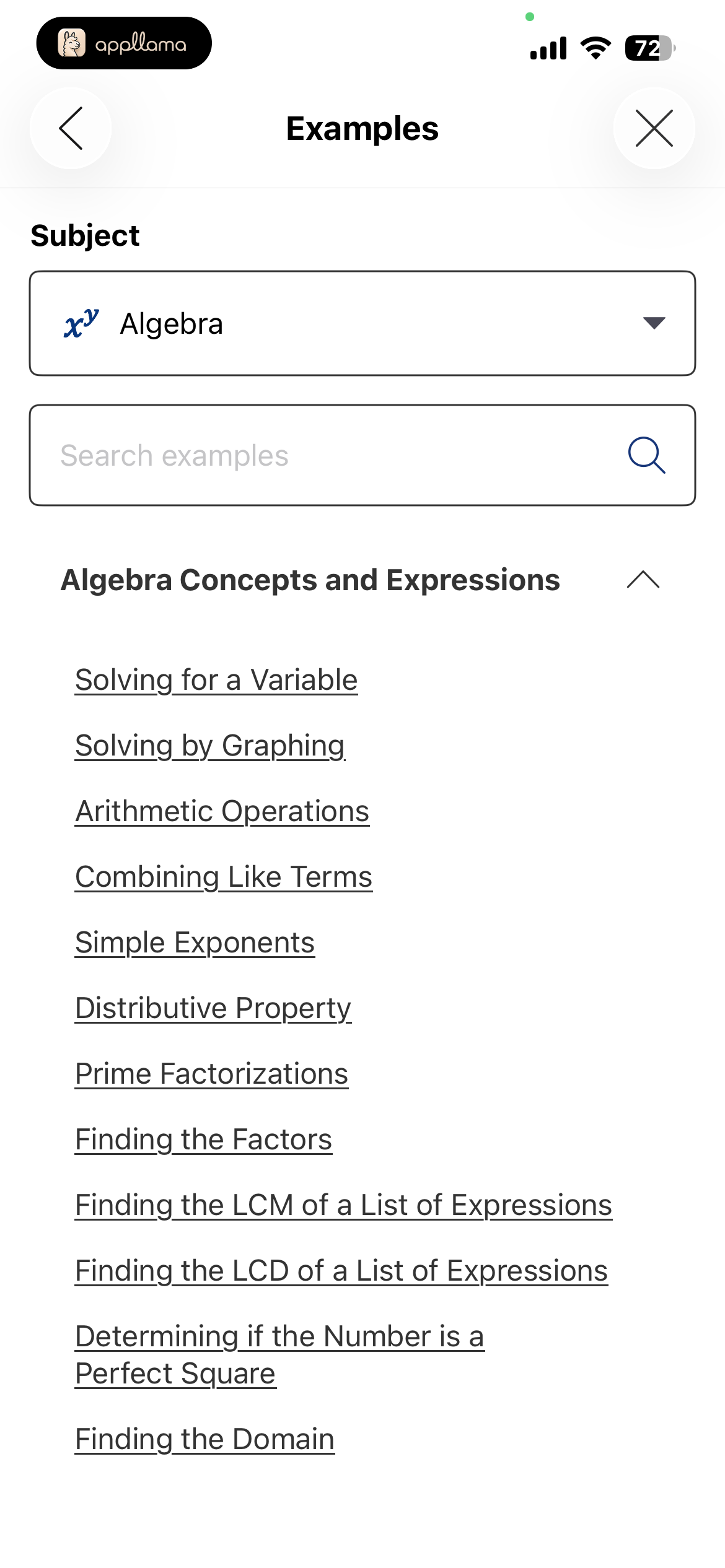 Example Topic List