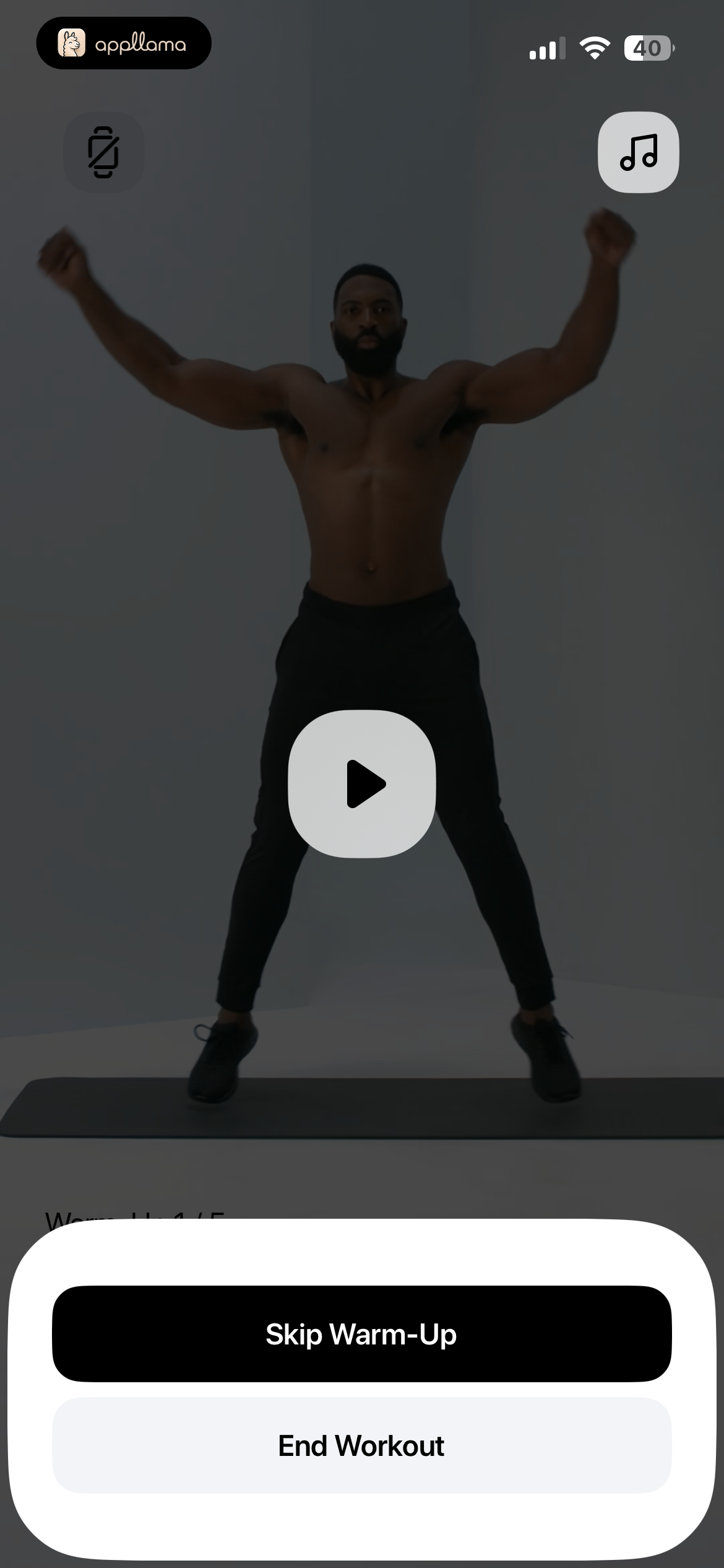 Paused Workout Actions