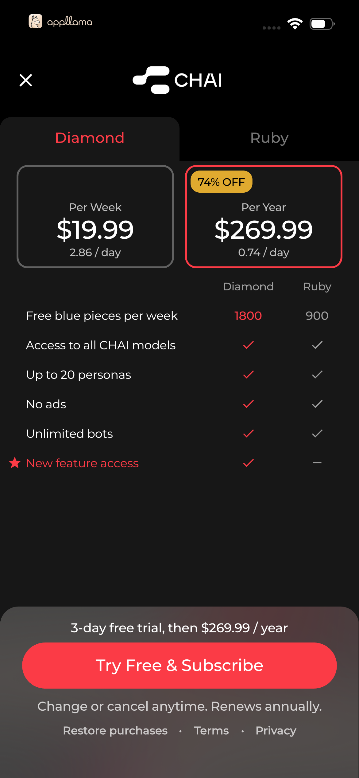 Diamond Subscription Paywall
