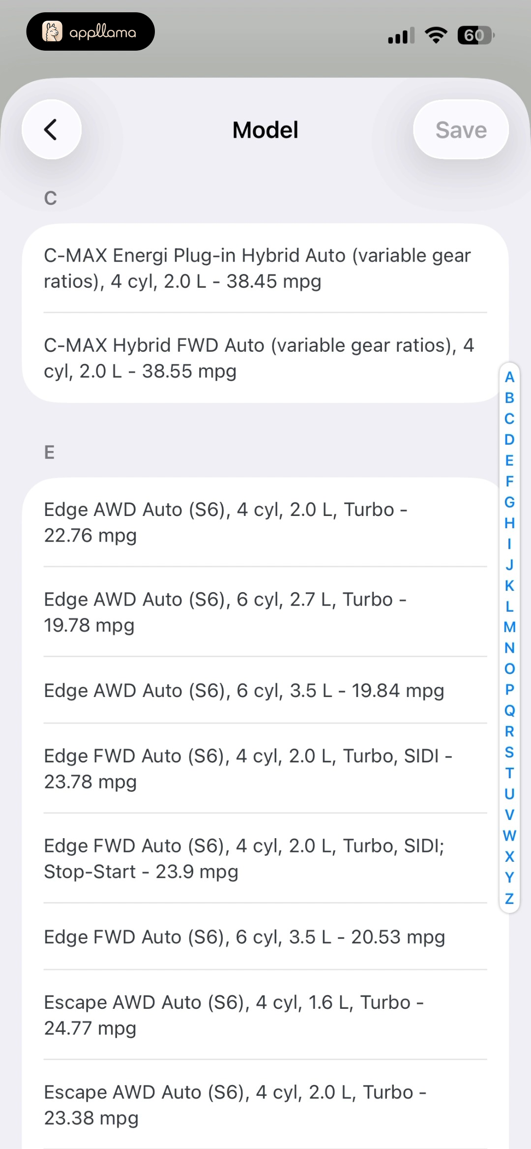Vehicle Model Picker