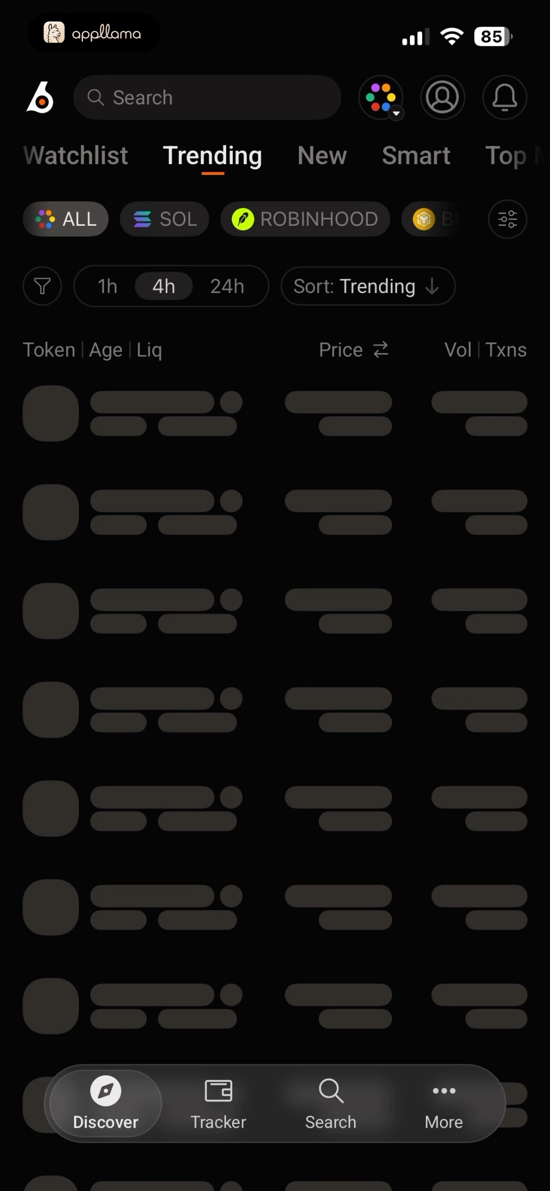 Trending Tokens Loading