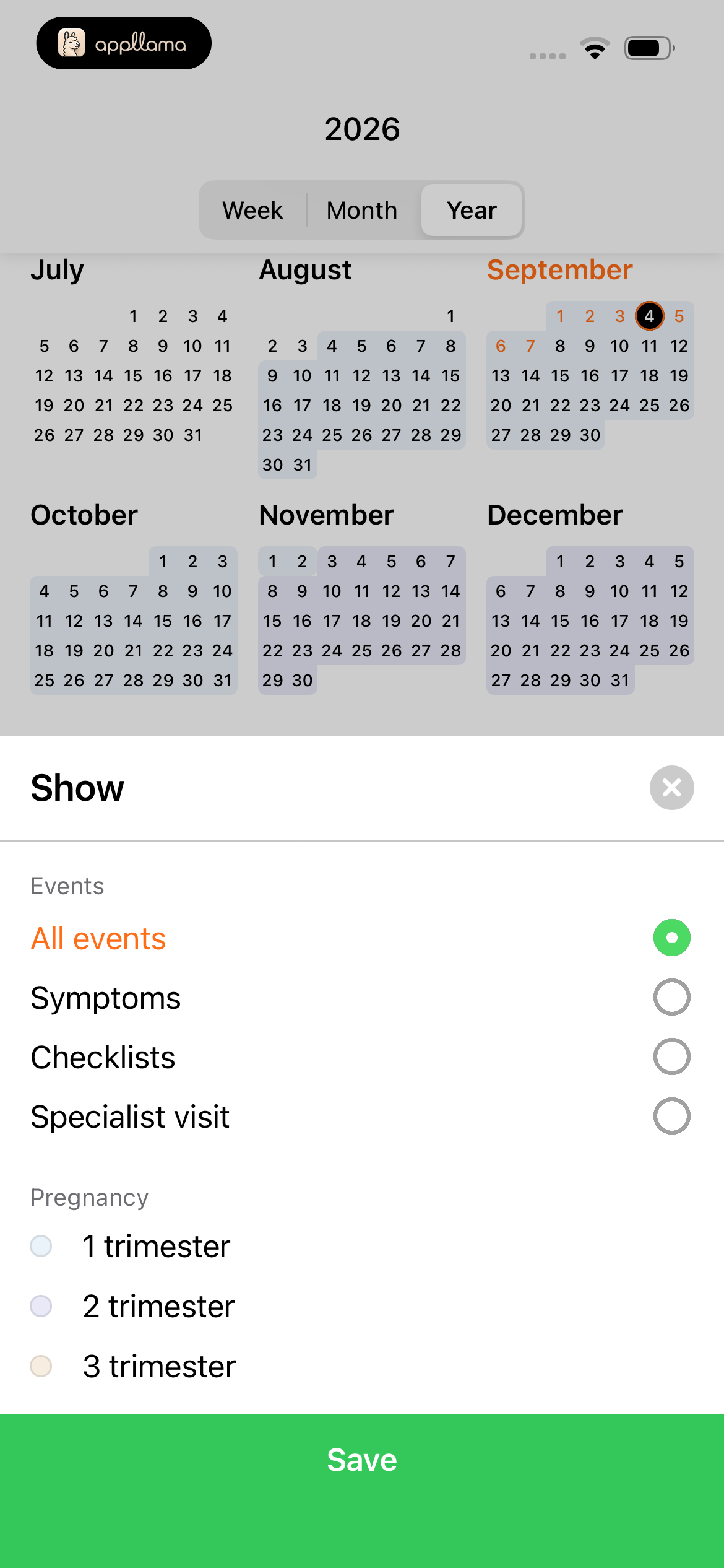 Calendar Filters