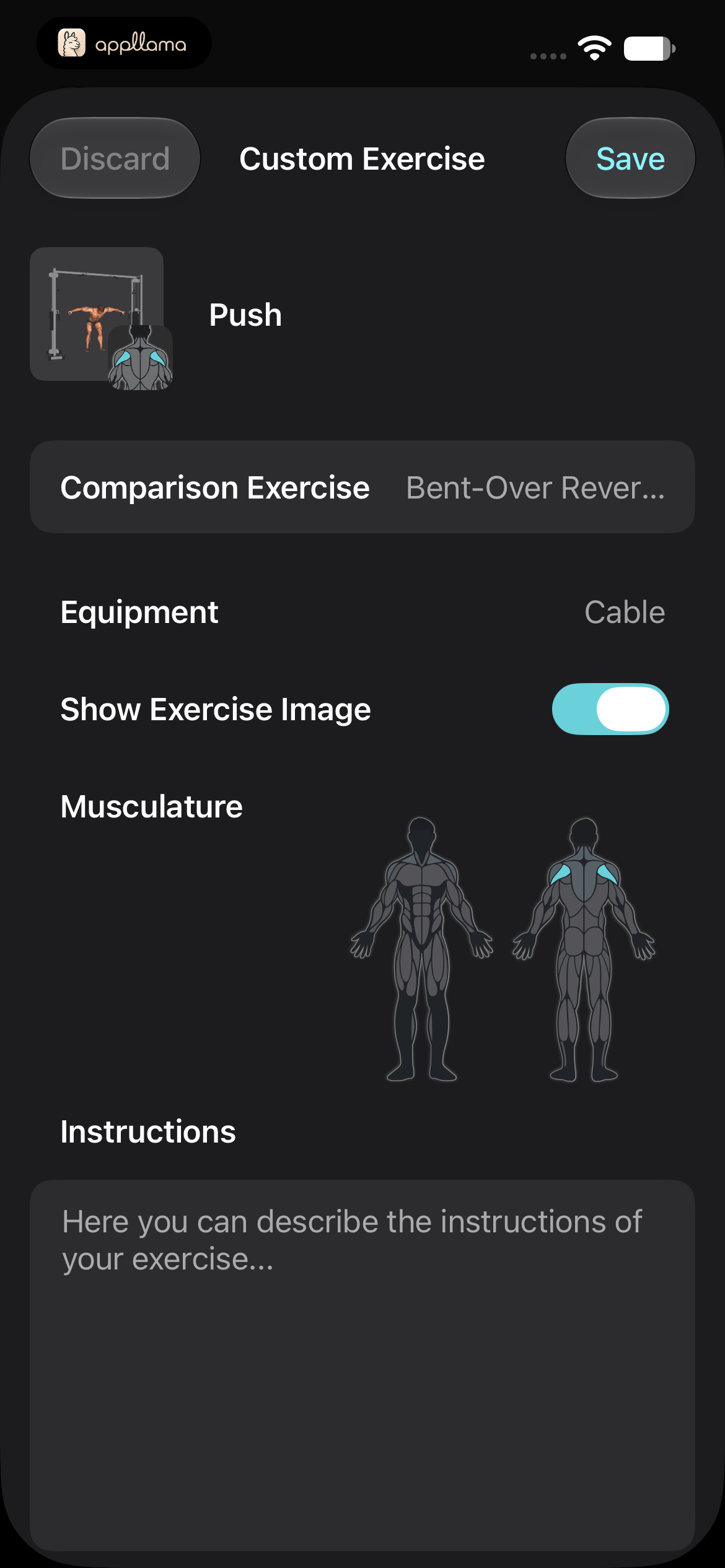 Edit Custom Exercise