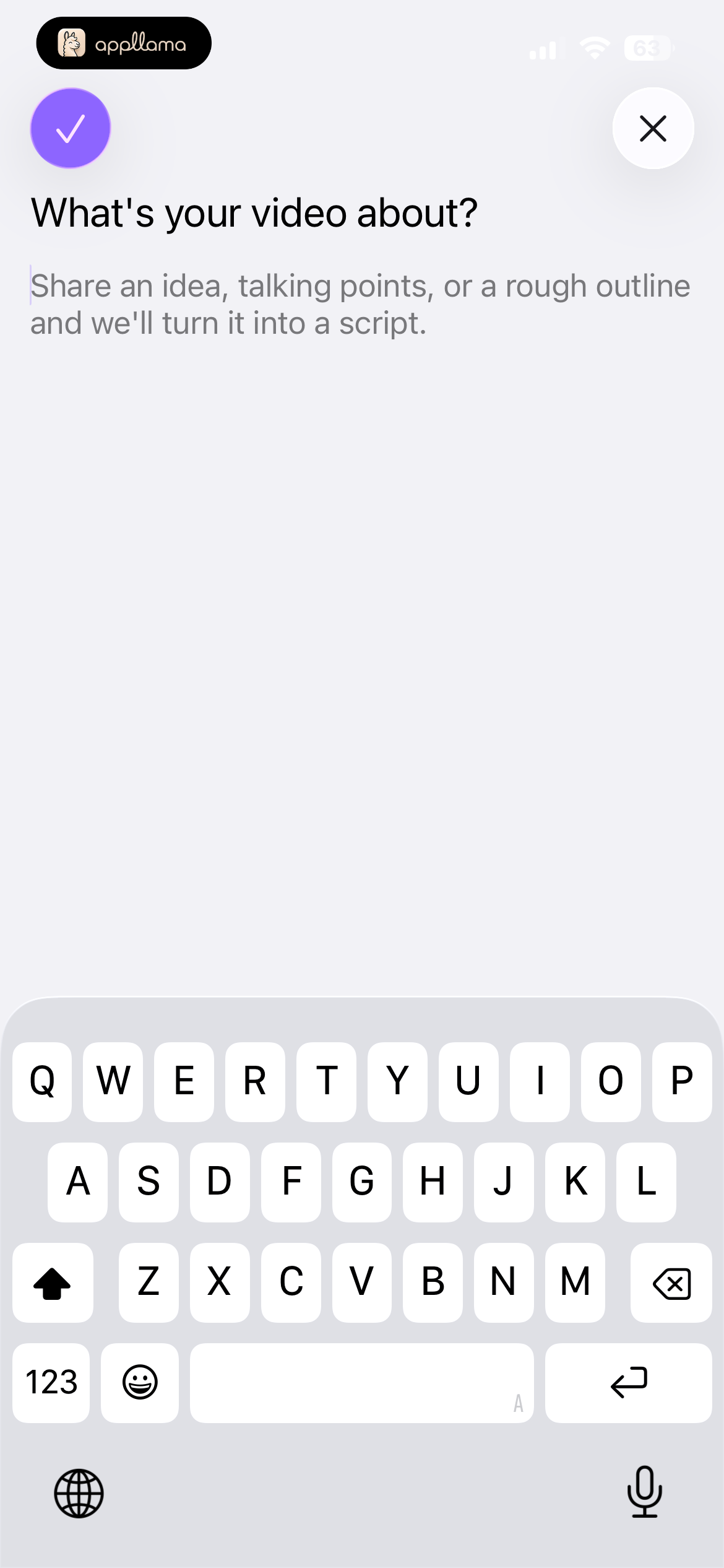 Script Topic Input