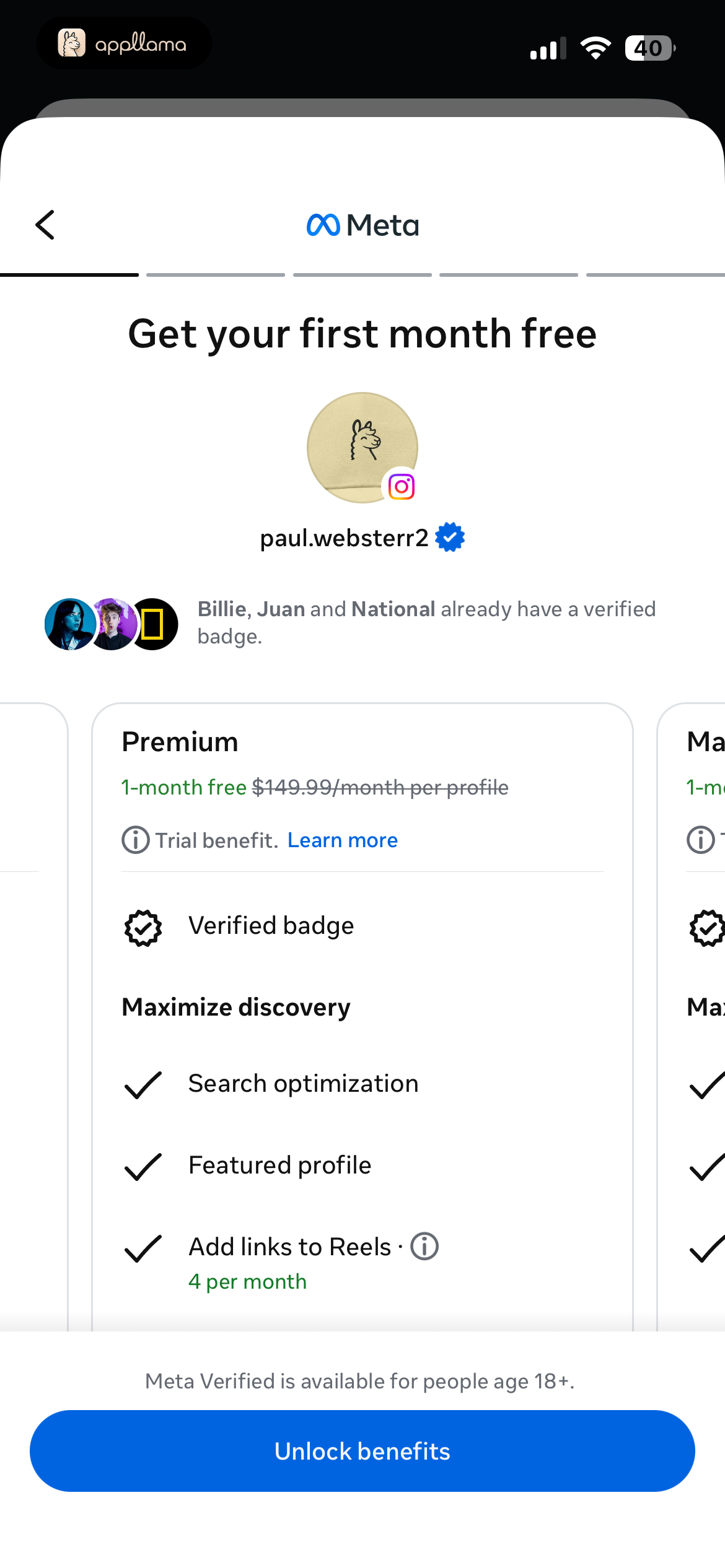 Meta Verified Premium Plan