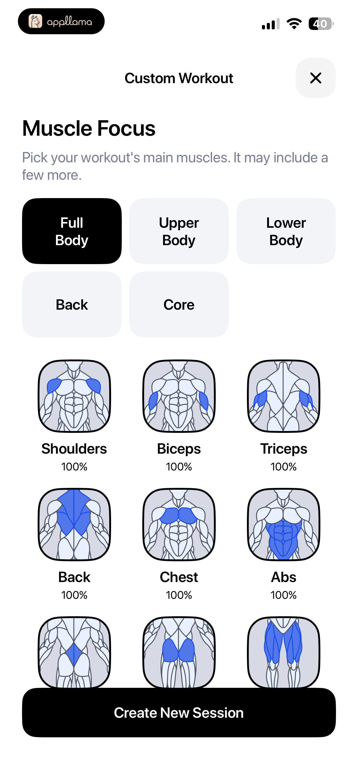 Muscle Focus Selector