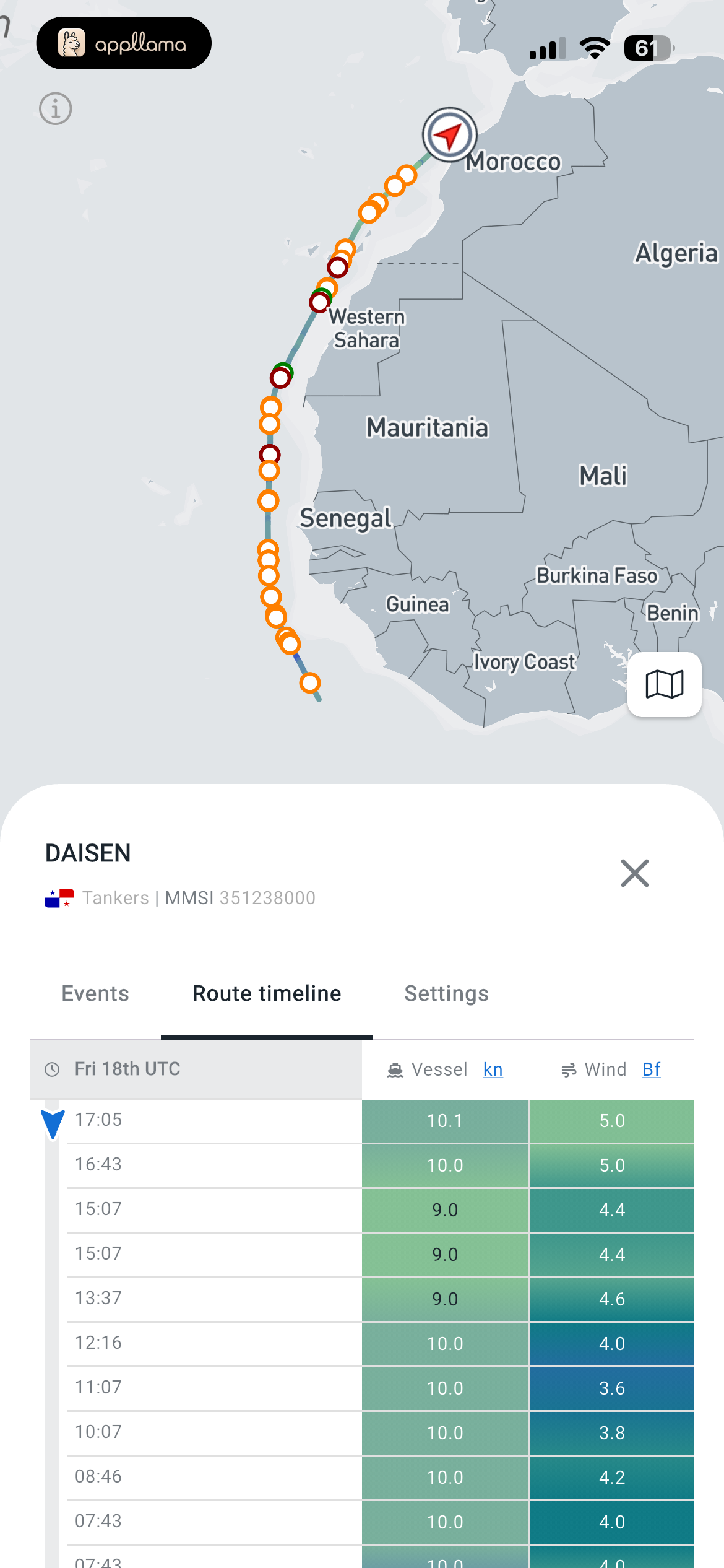 Vessel Past Track Data