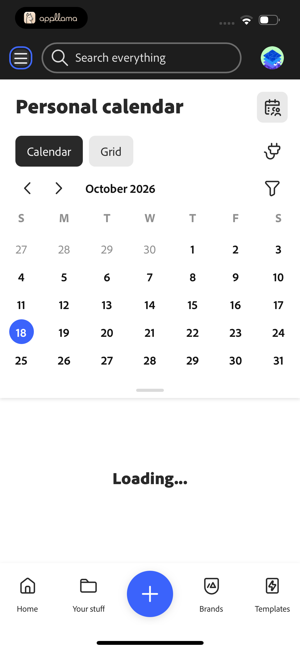 Personal Calendar Loading