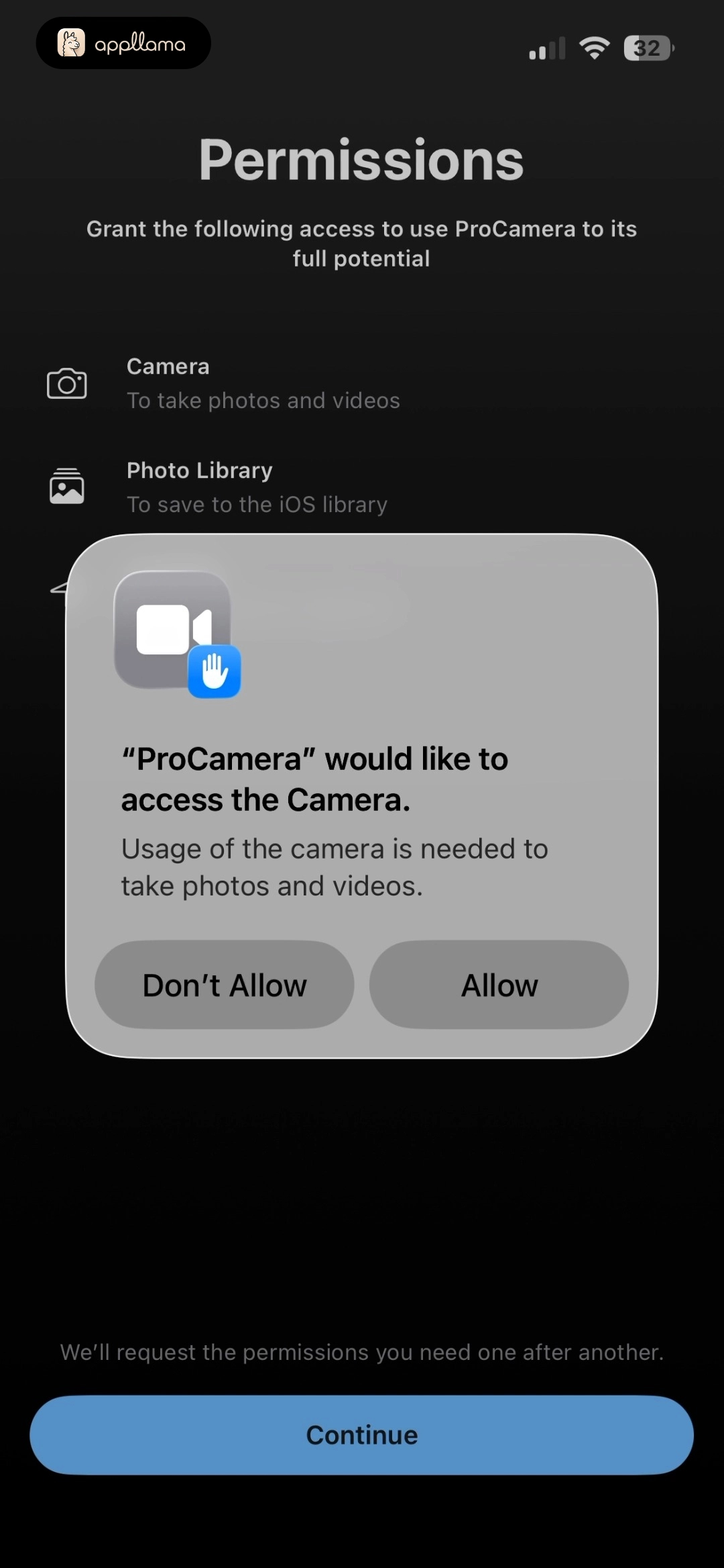 Camera Permission Prompt