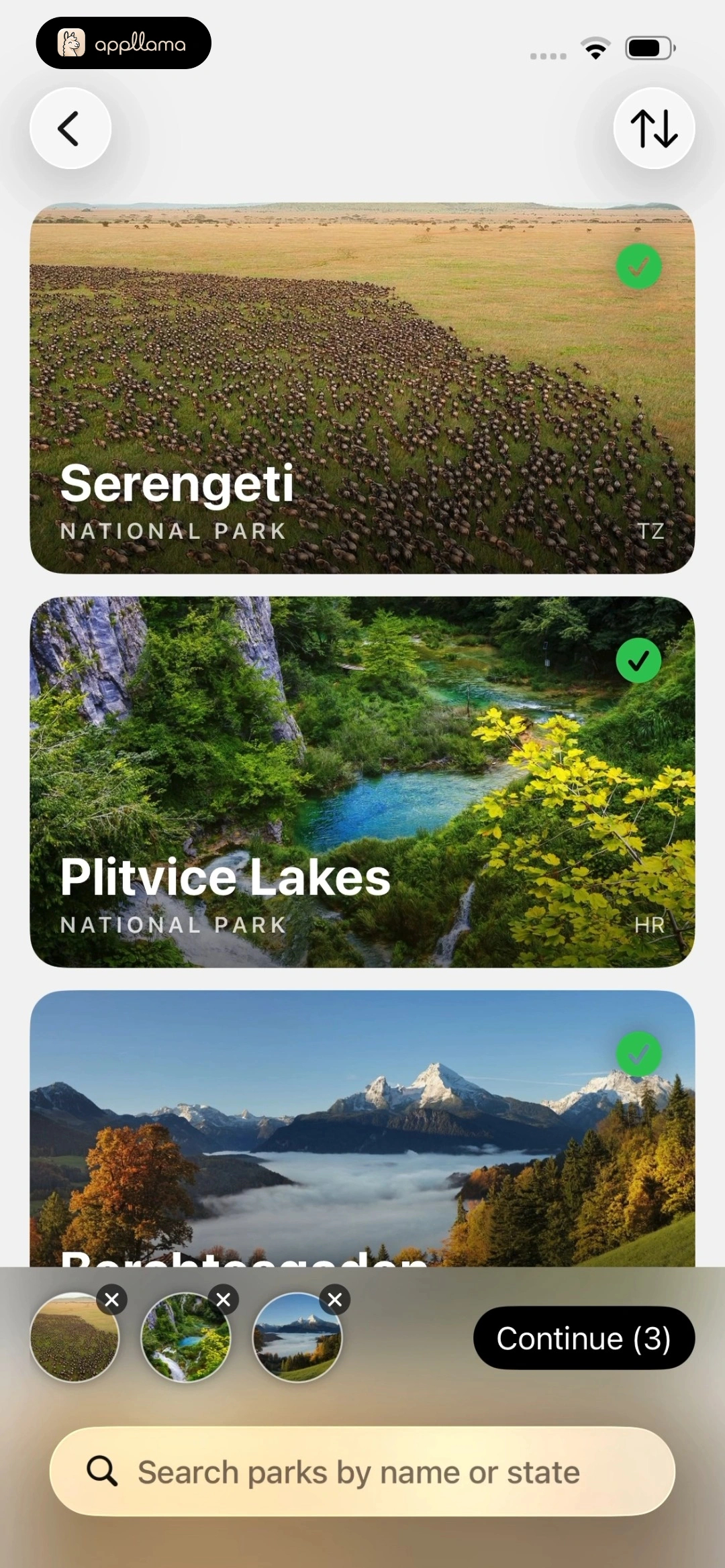 Park Selection