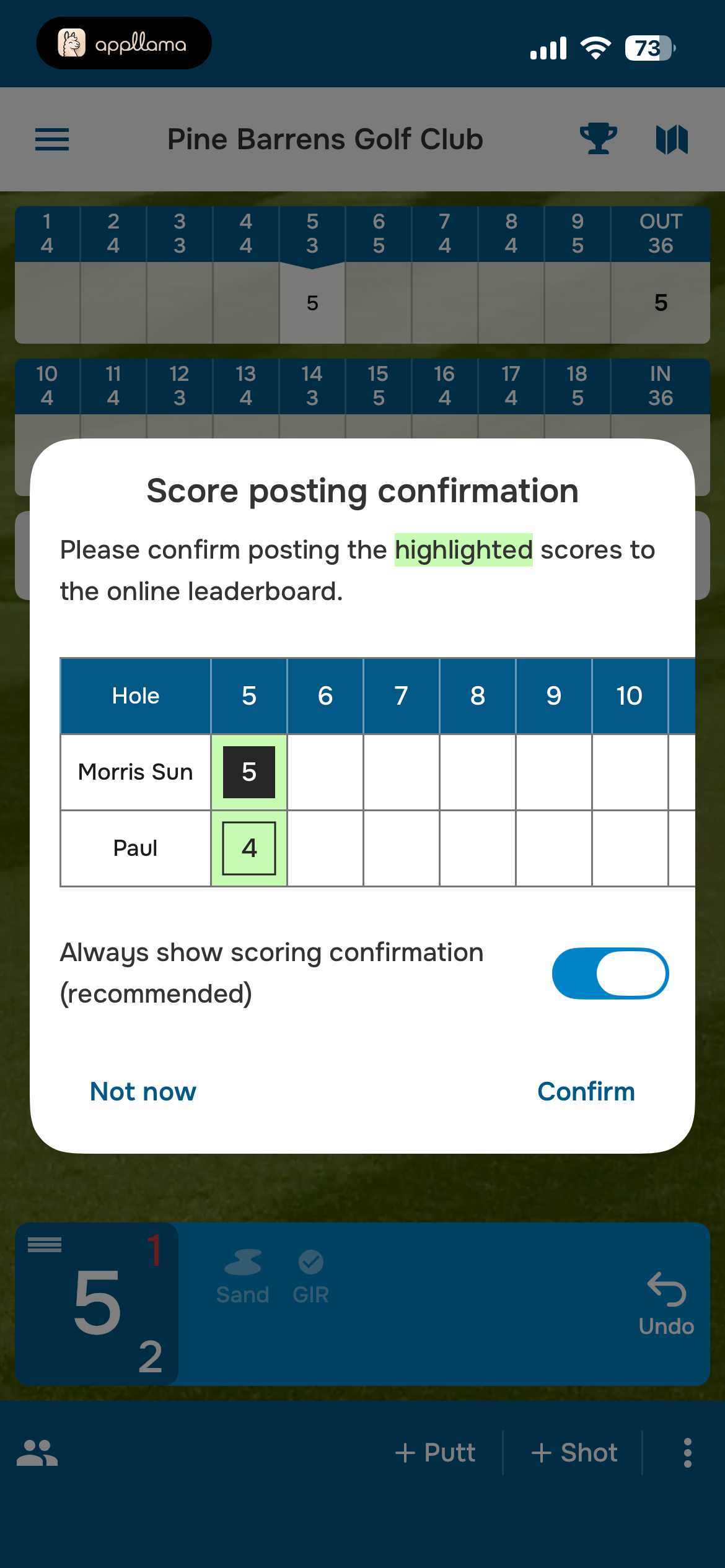 Score Post Confirm