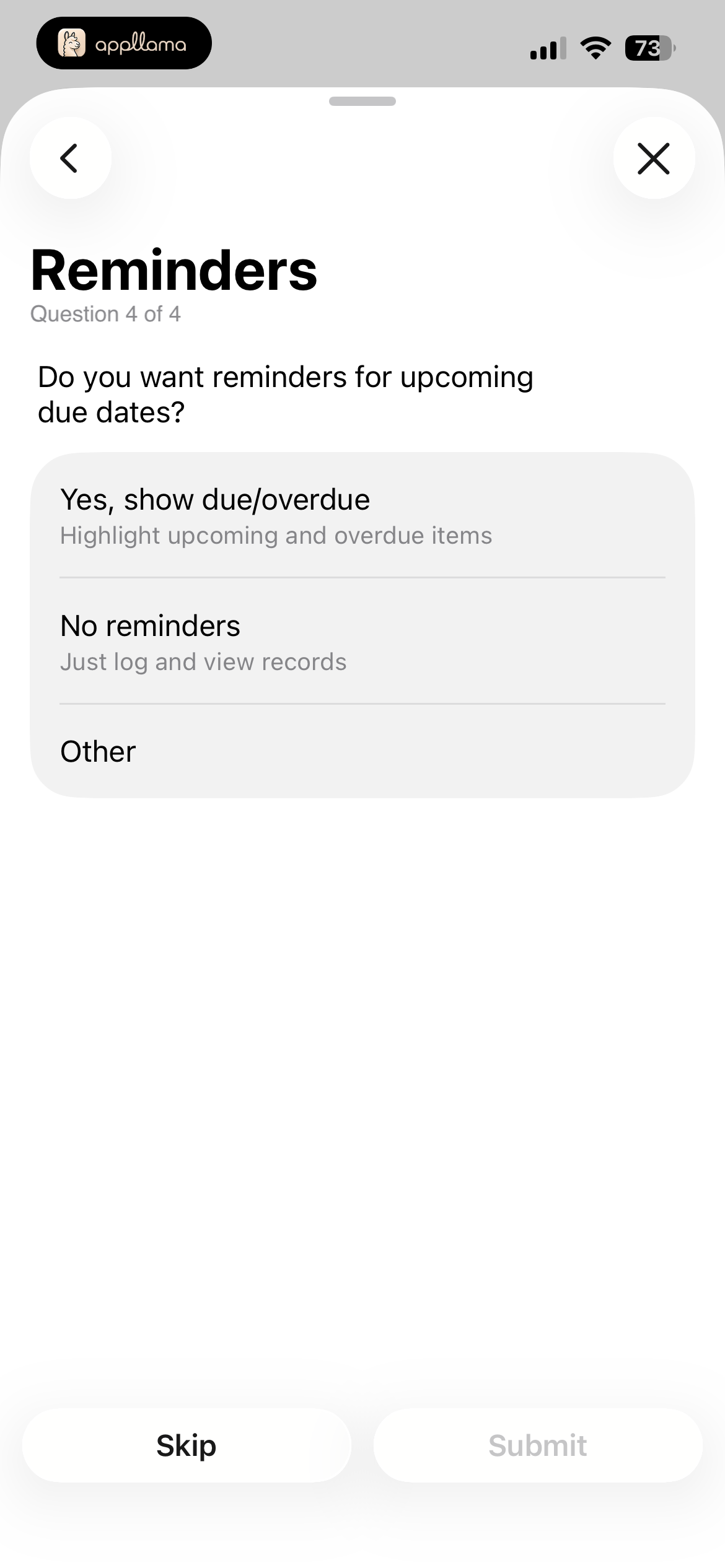Reminders Question