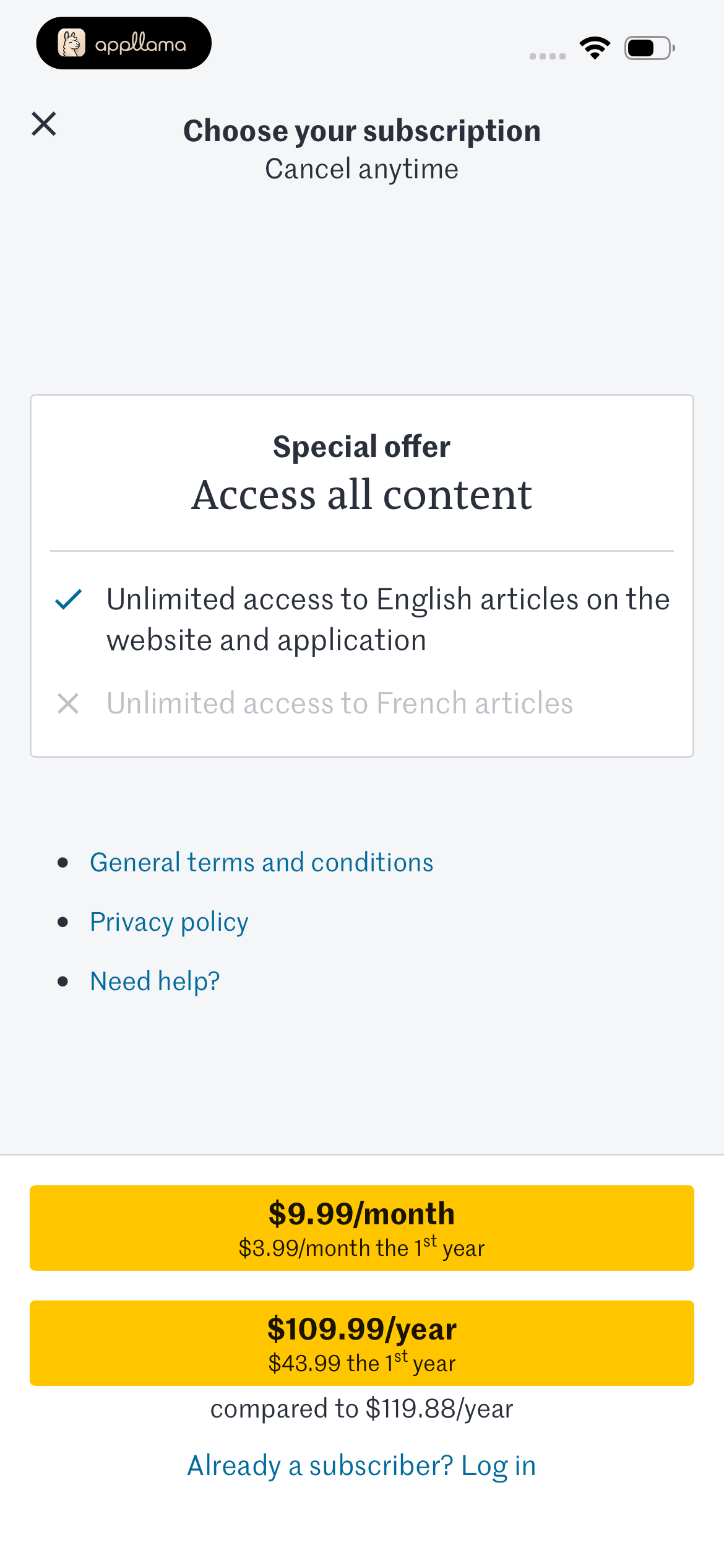 Subscription Offer