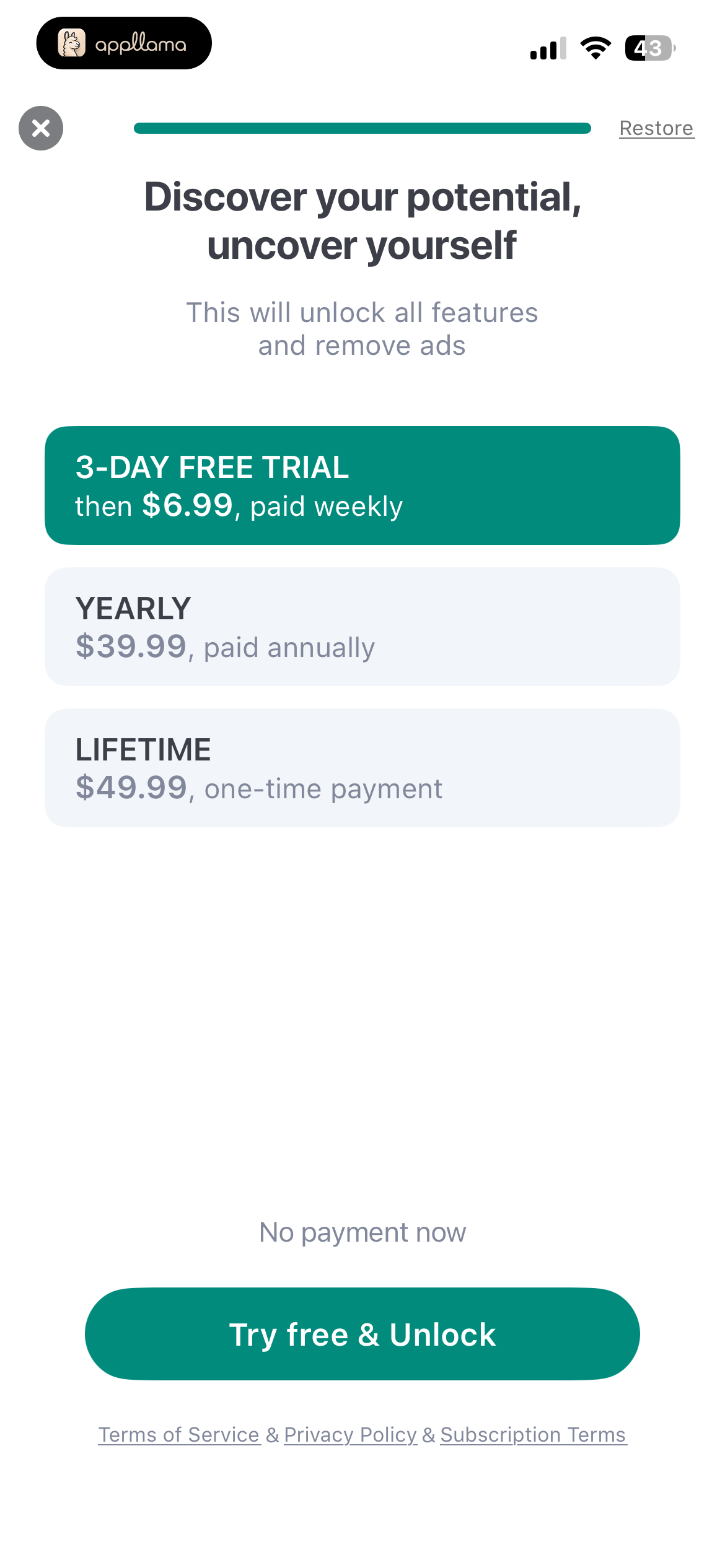Subscription Plan Selection