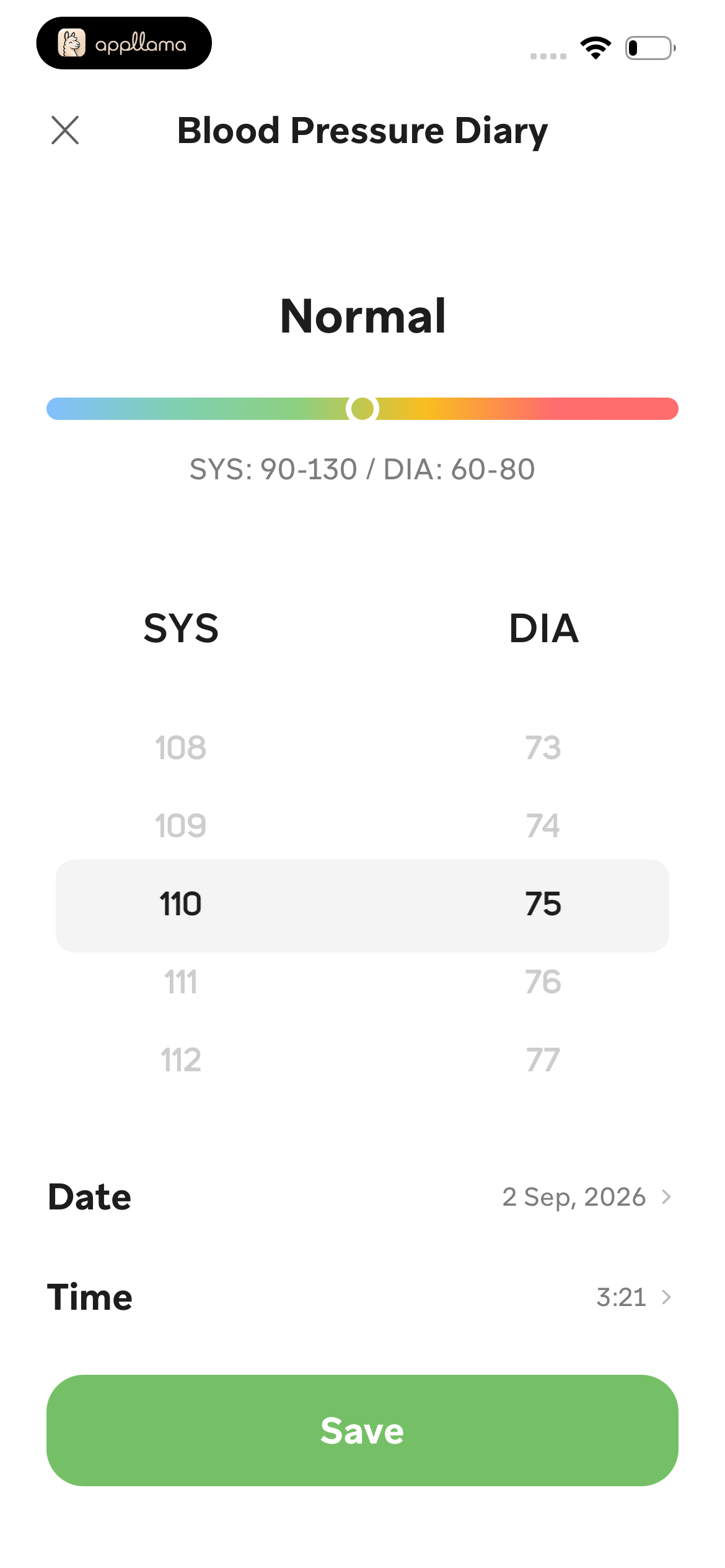Blood Pressure Diary